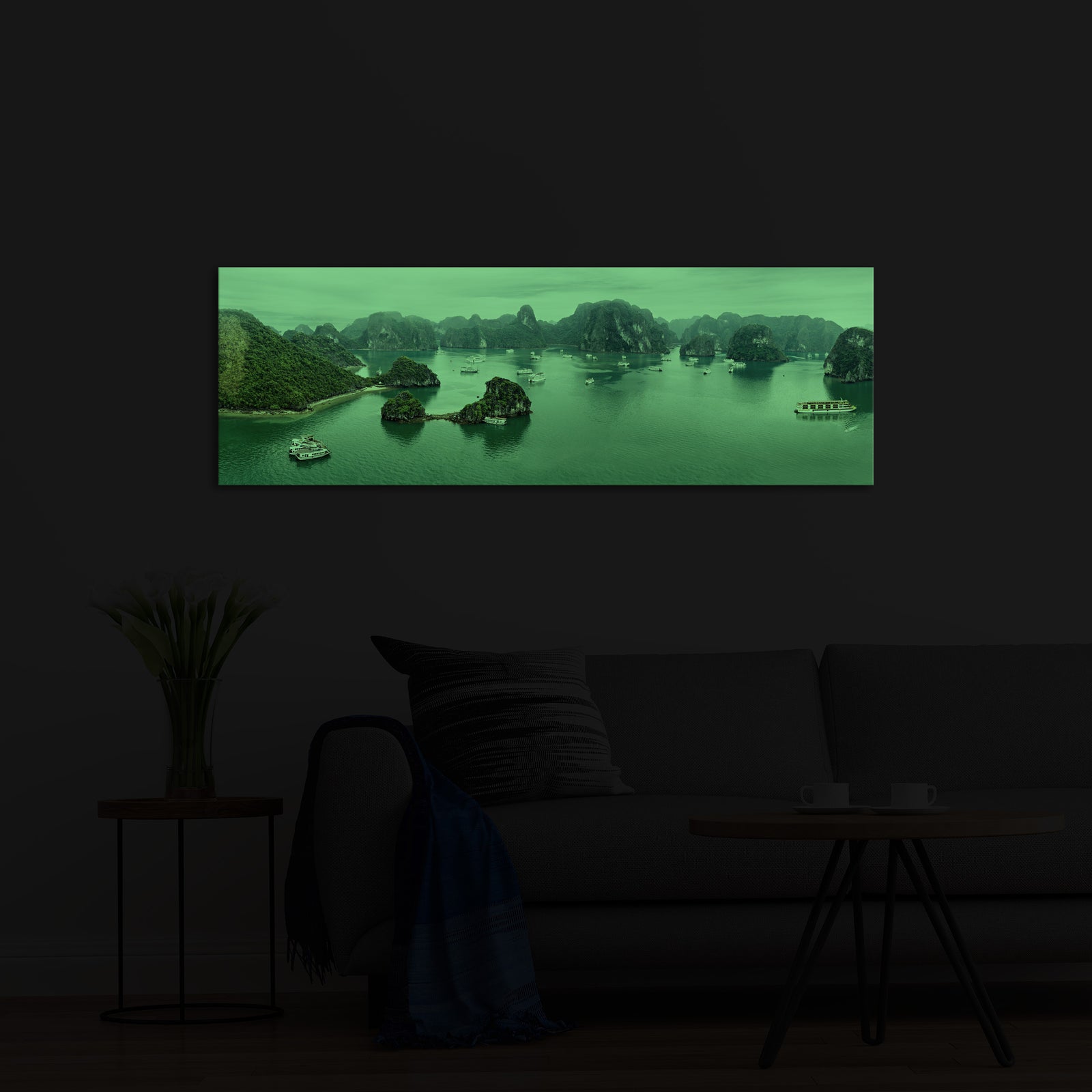 Landscapes No. 093, glowing in a room at night