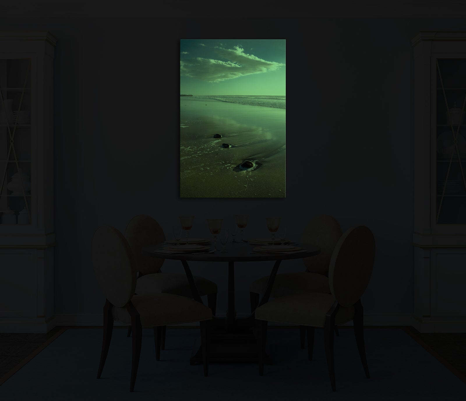 Landscapes No. 094, glowing in a room at night
