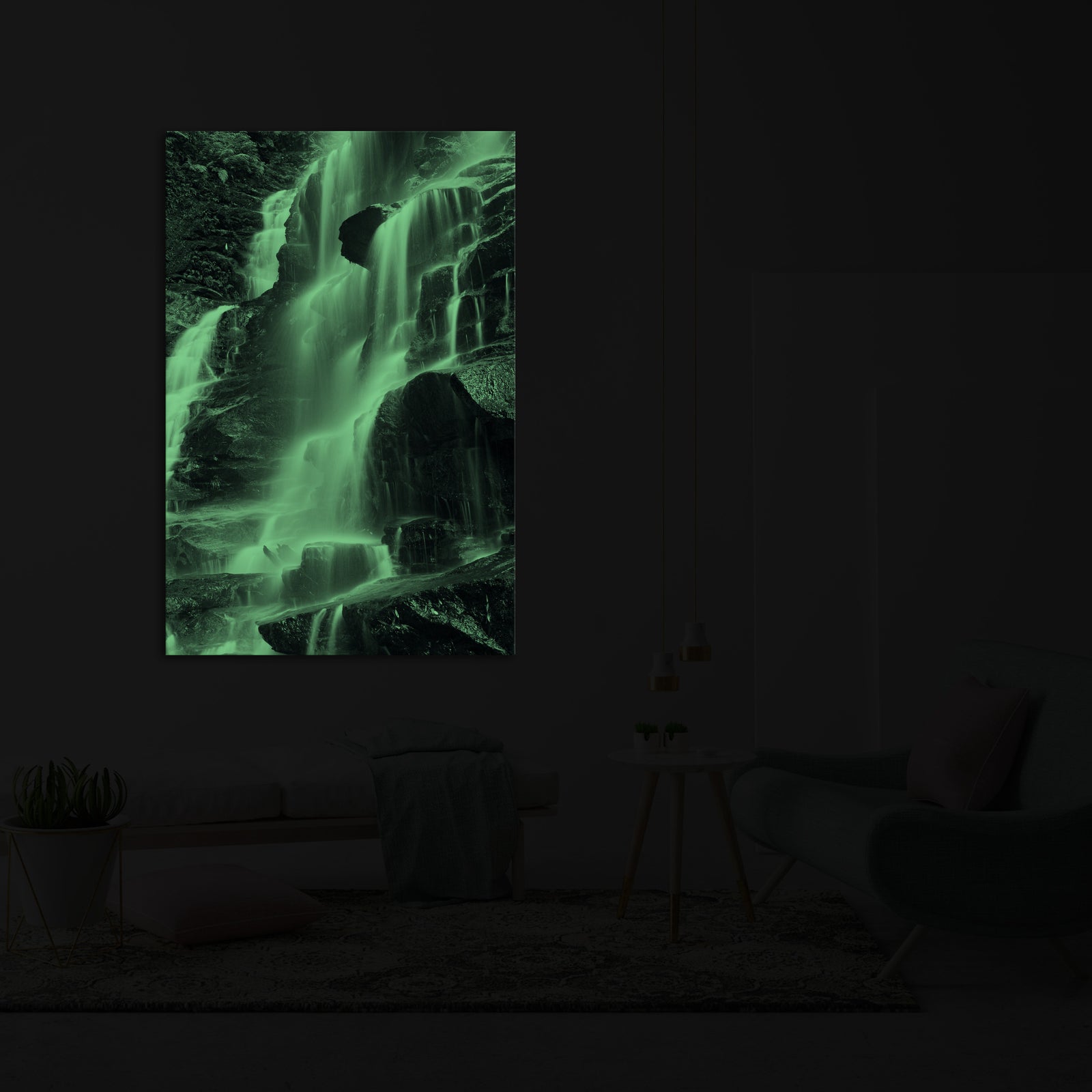 Landscapes No. 096, glowing in a room at night
