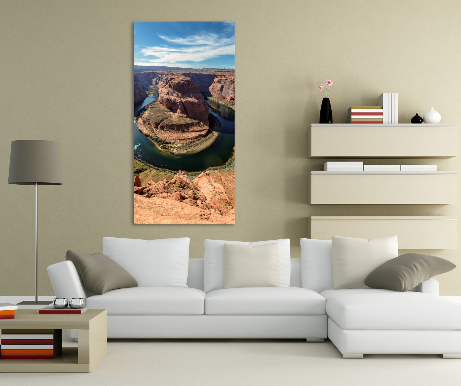 Landscapes No. 098, shown framed in a room by day
