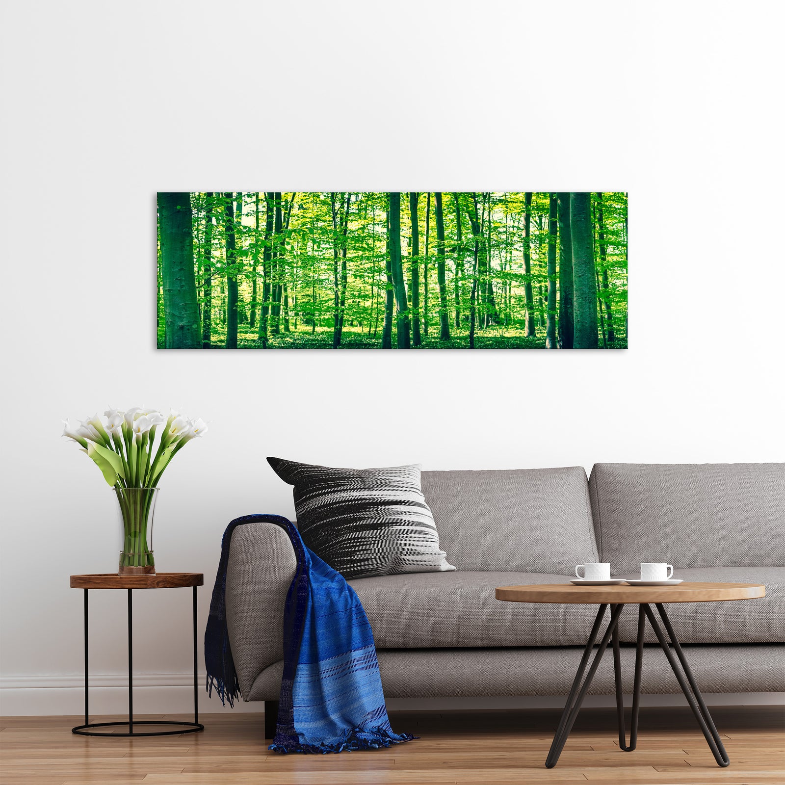 Landscapes No. 100, shown framed in a room by day