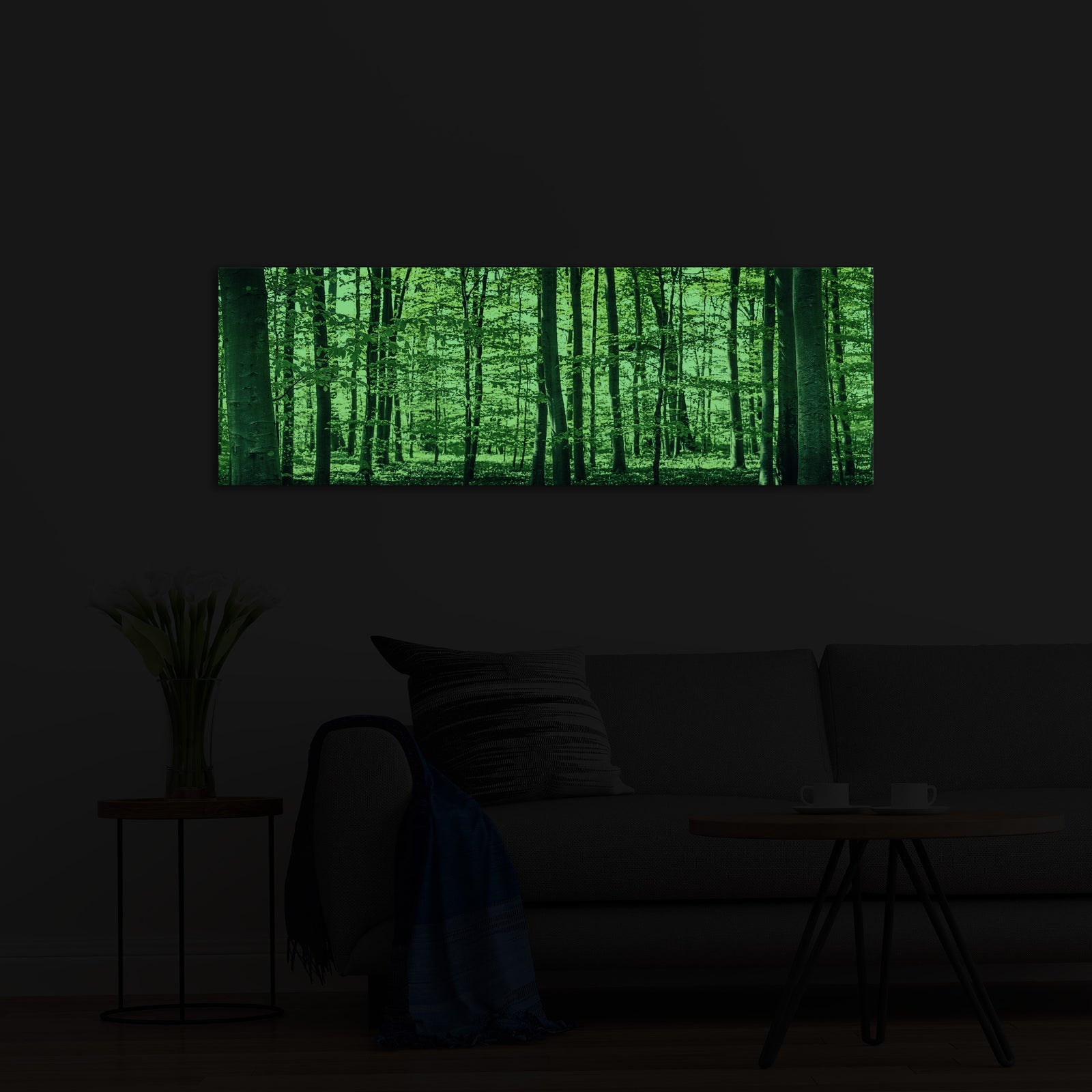 Landscapes No. 100, glowing in a room at night