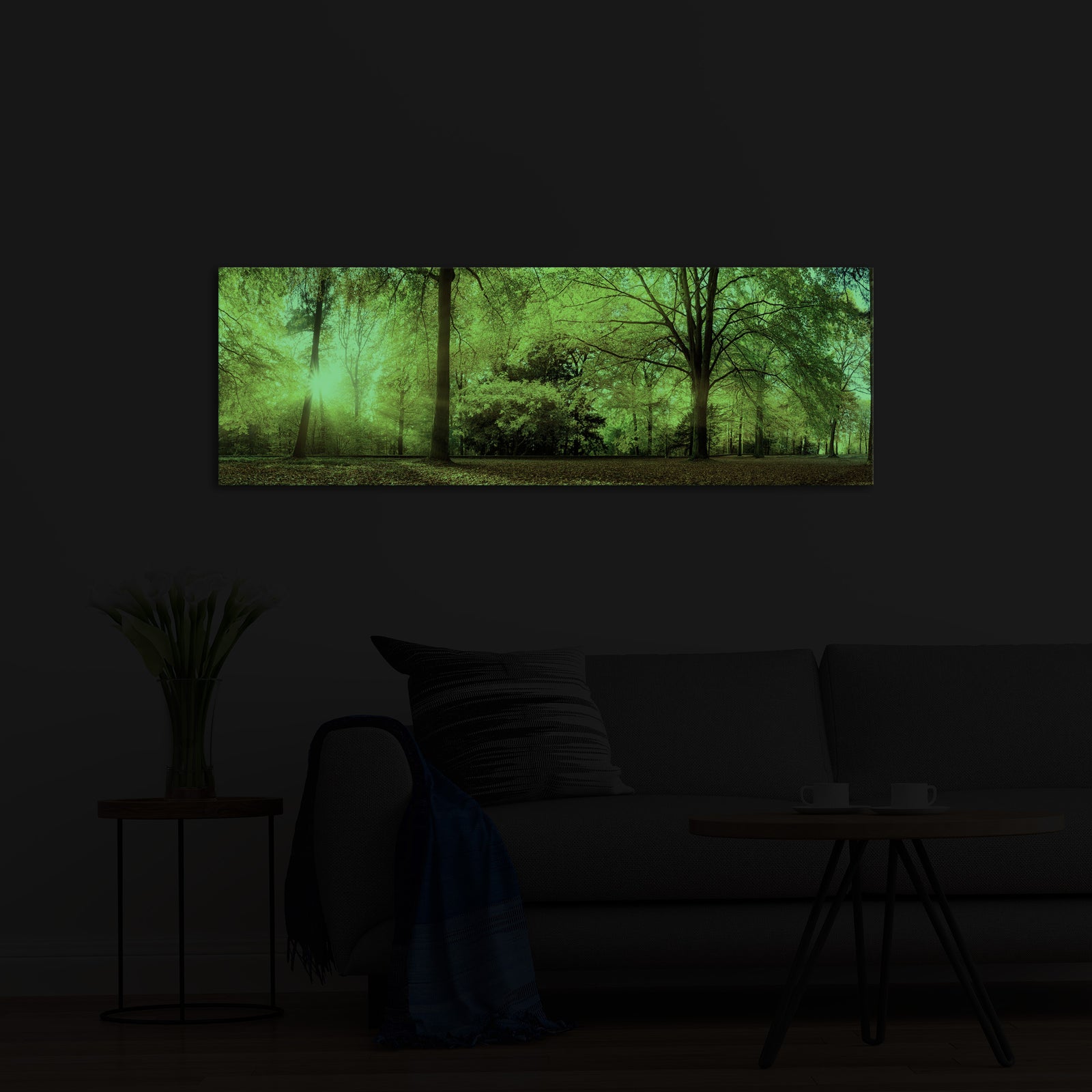 Landscapes No. 101, glowing in a room at night