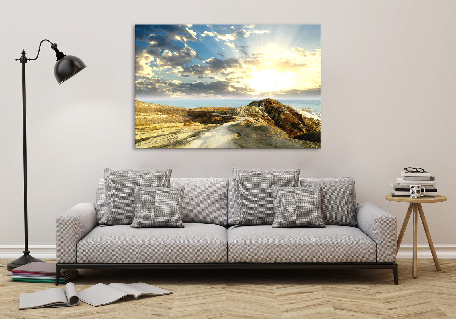 Landscapes No. 103, shown framed in a room by day