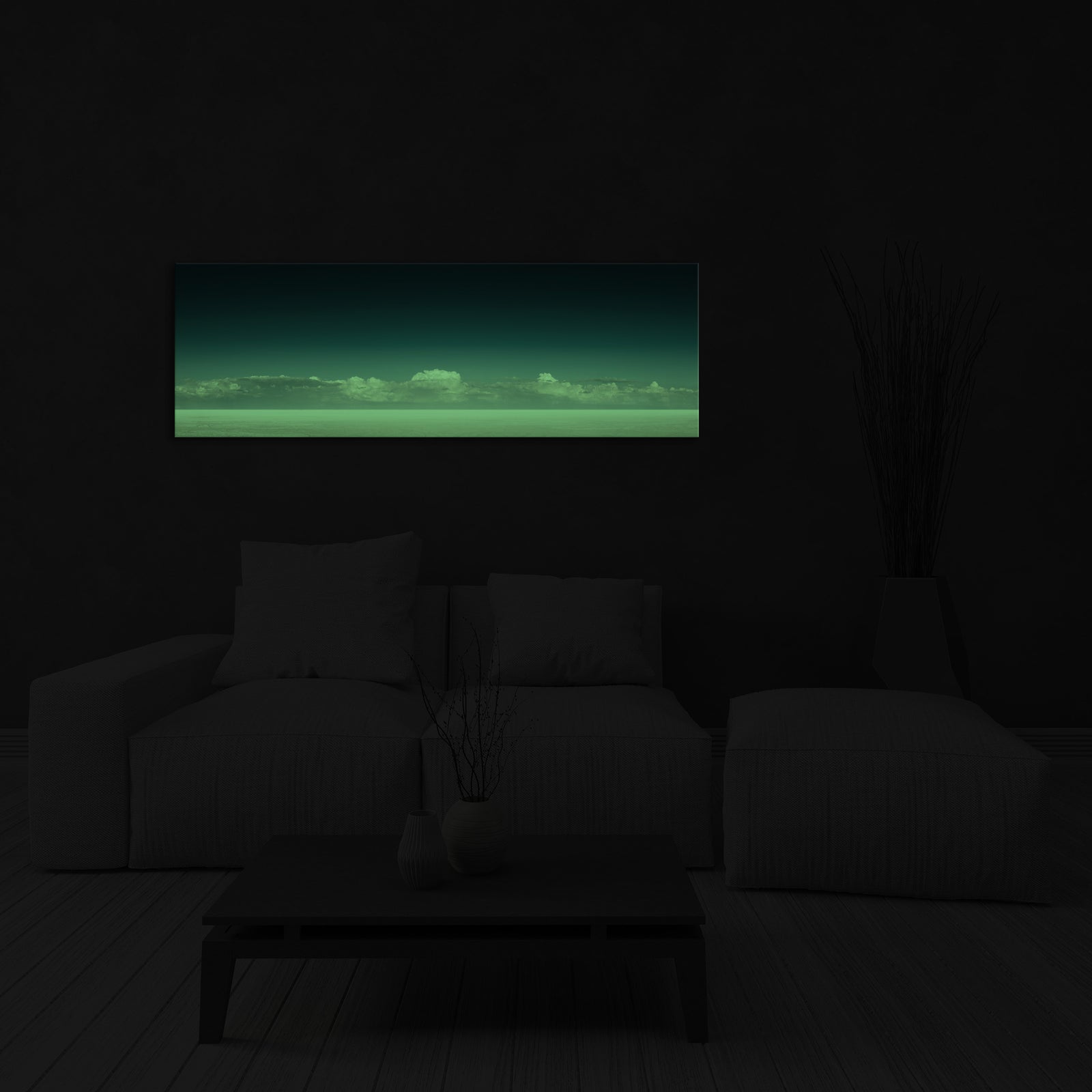 Landscapes No. 105, glowing in a room at night