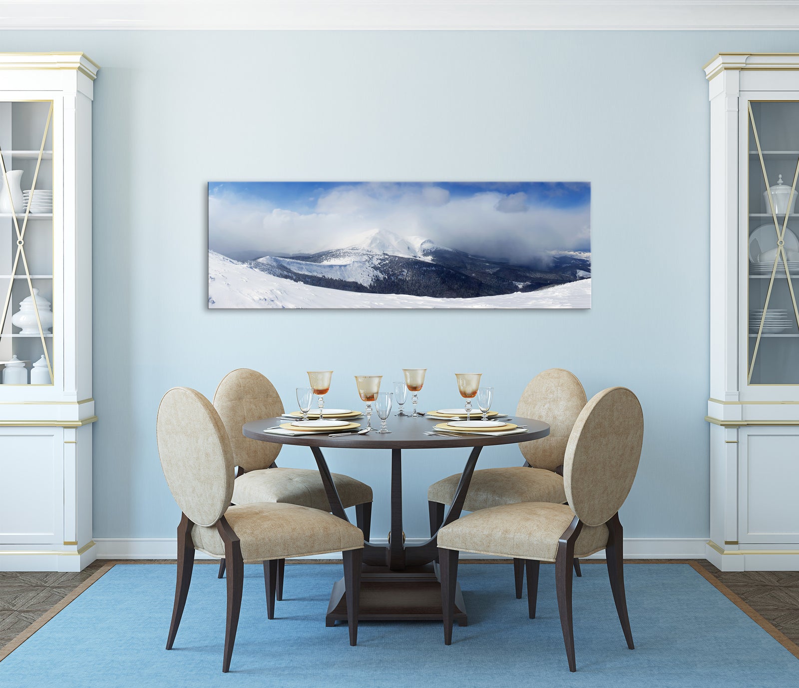 Landscapes No. 106, shown framed in a room by day