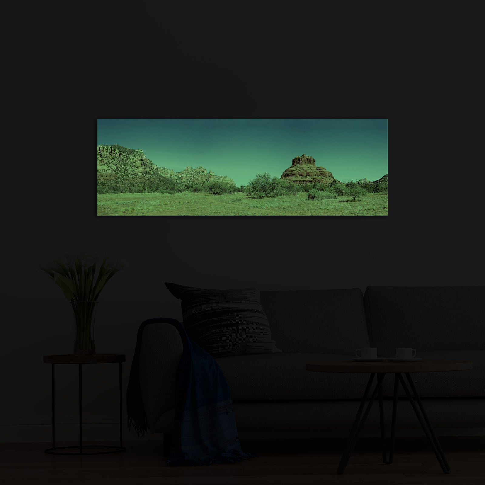 Landscapes No. 109, glowing in a room at night