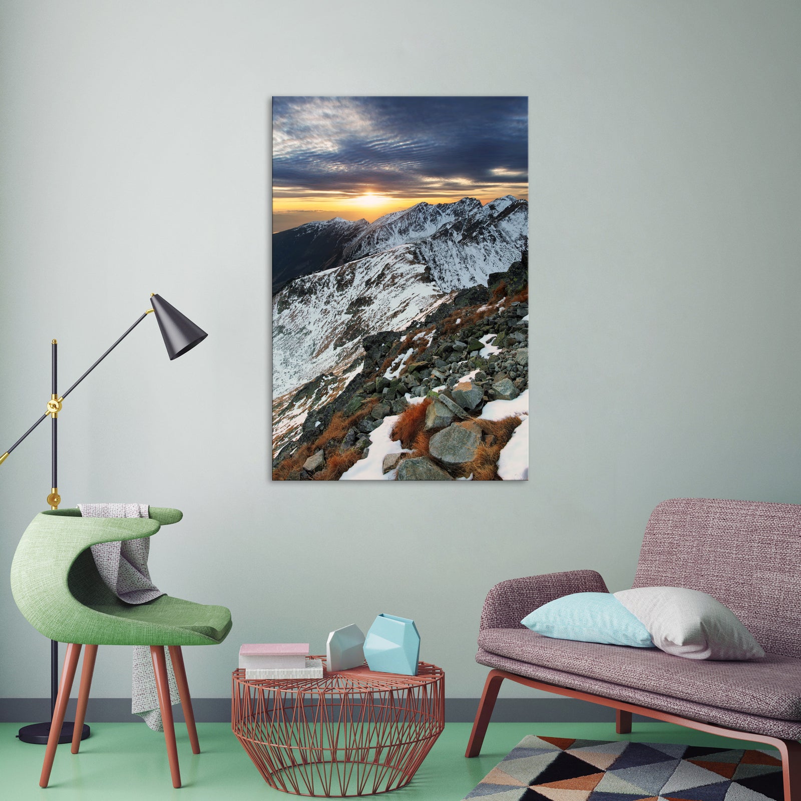 Landscapes No. 113, shown framed in a room by day