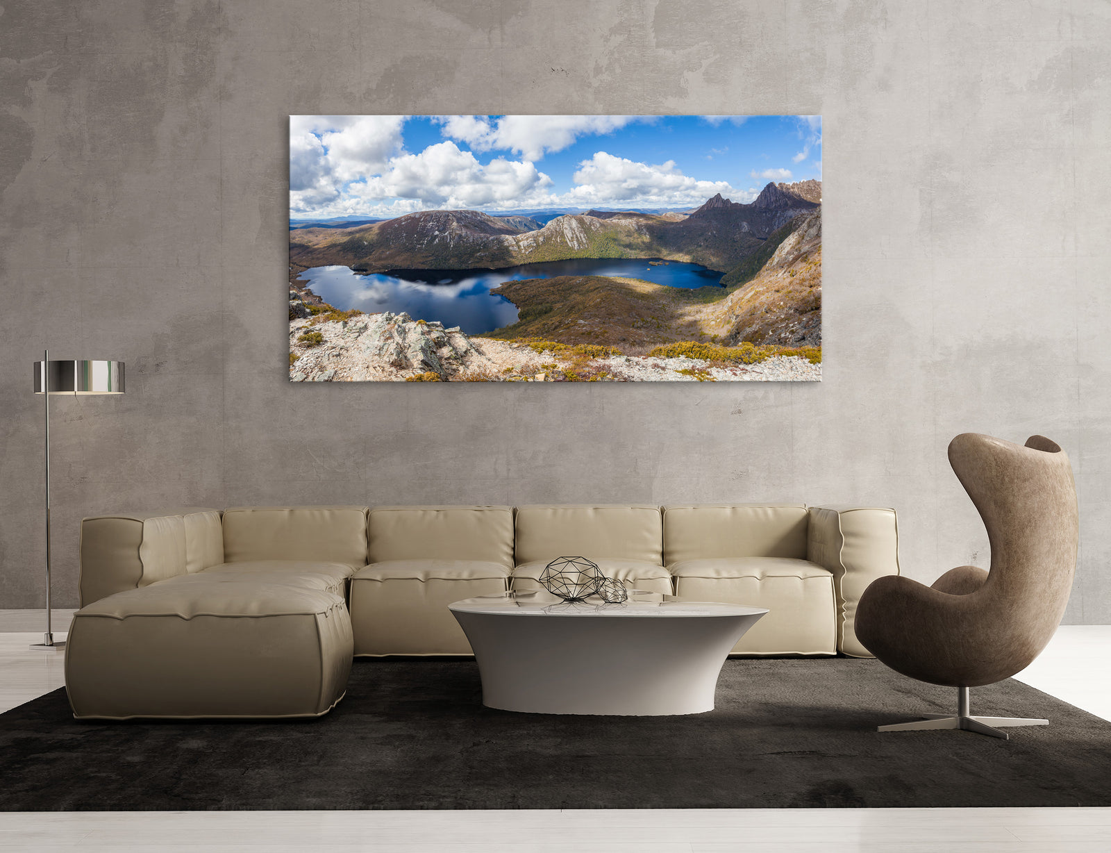 Landscapes No. 114, shown framed in a room by day