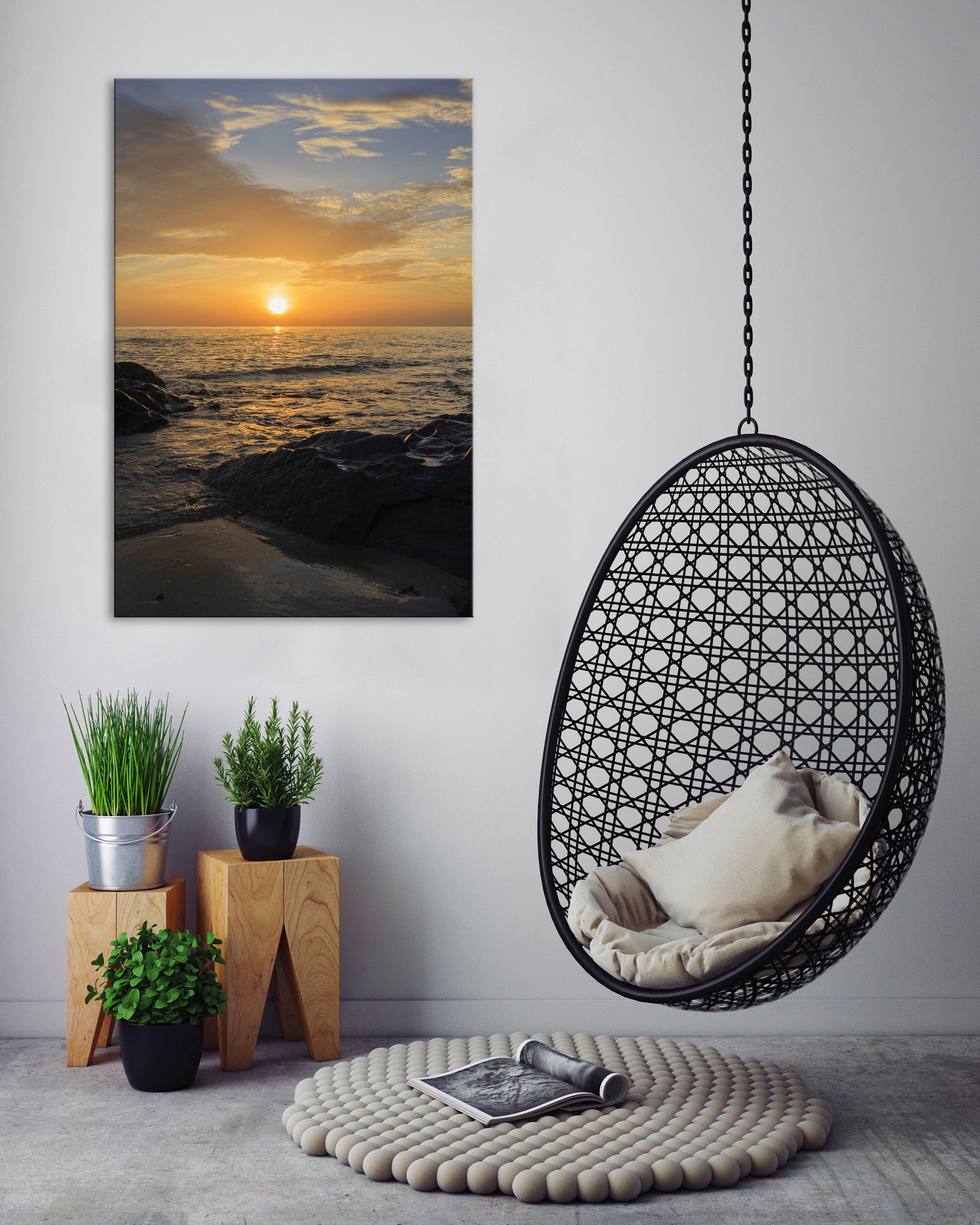 Landscapes No. 116, shown framed in a room by day