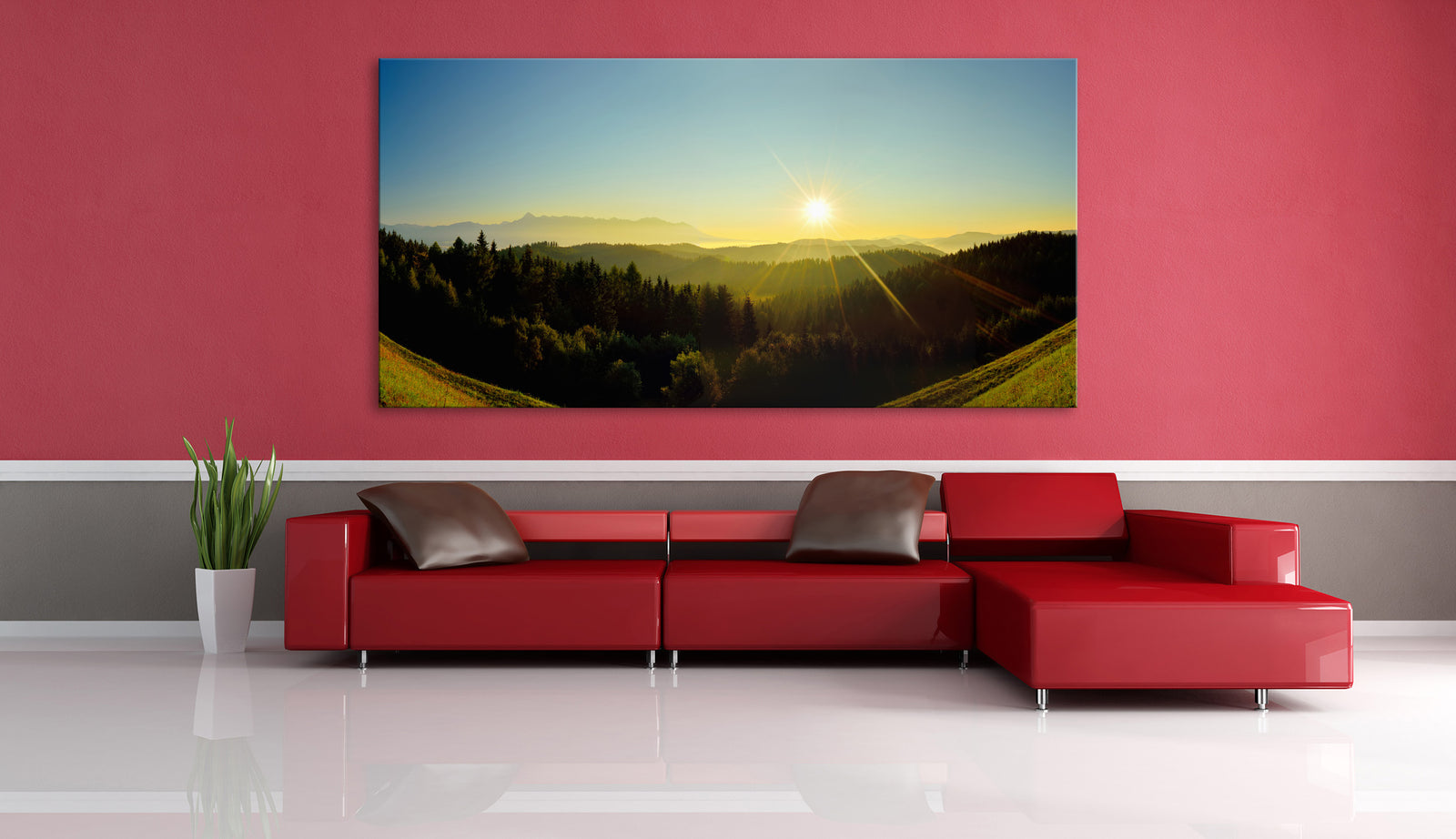 Landscapes No. 118, shown framed in a room by day