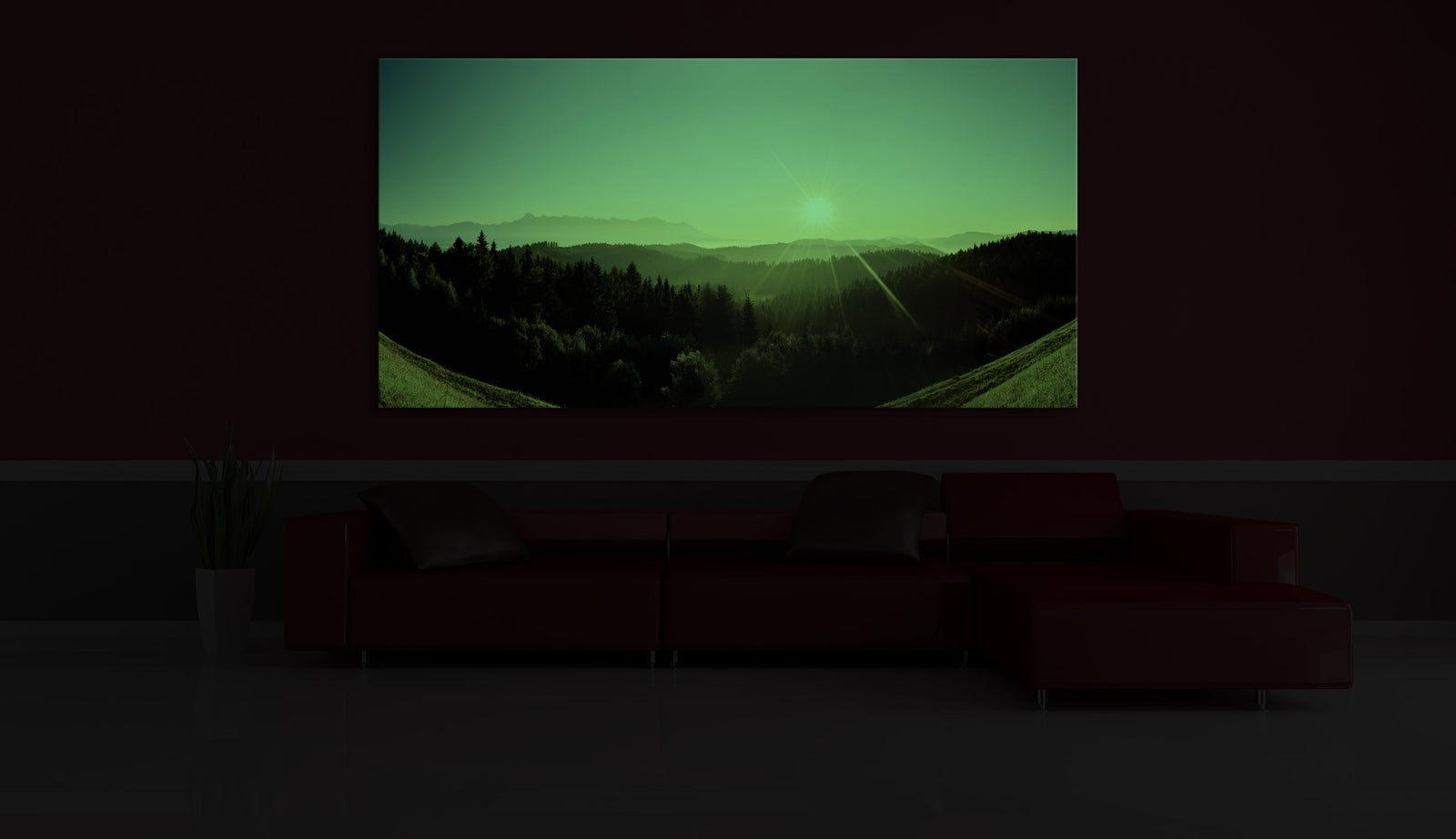 Landscapes No. 118, glowing in a room at night