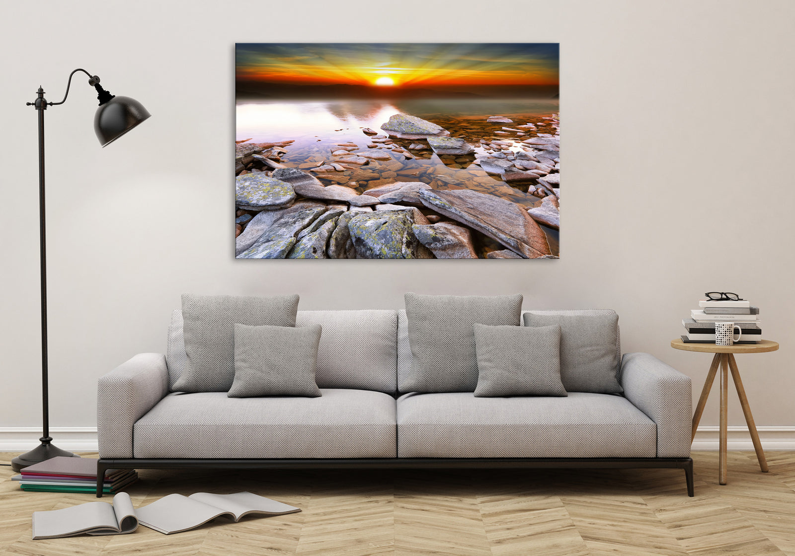 Landscapes No. 119, shown framed in a room by day