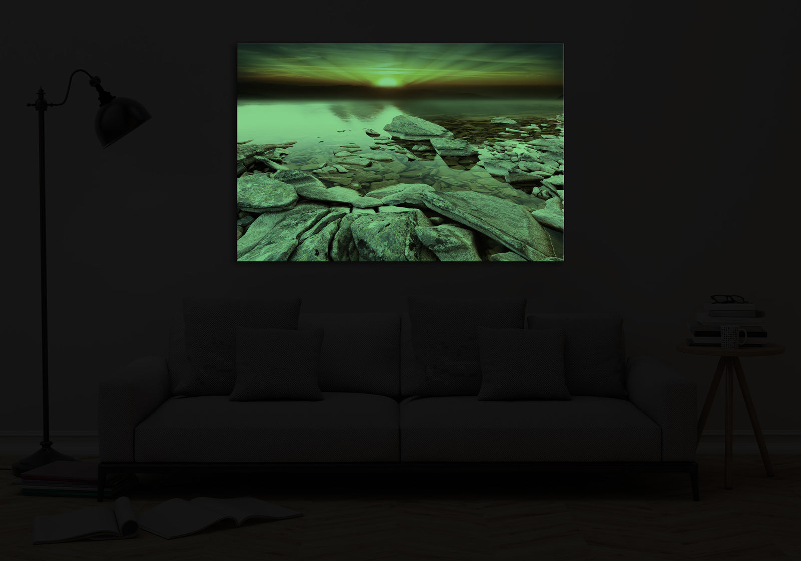 Landscapes No. 119, glowing in a room at night
