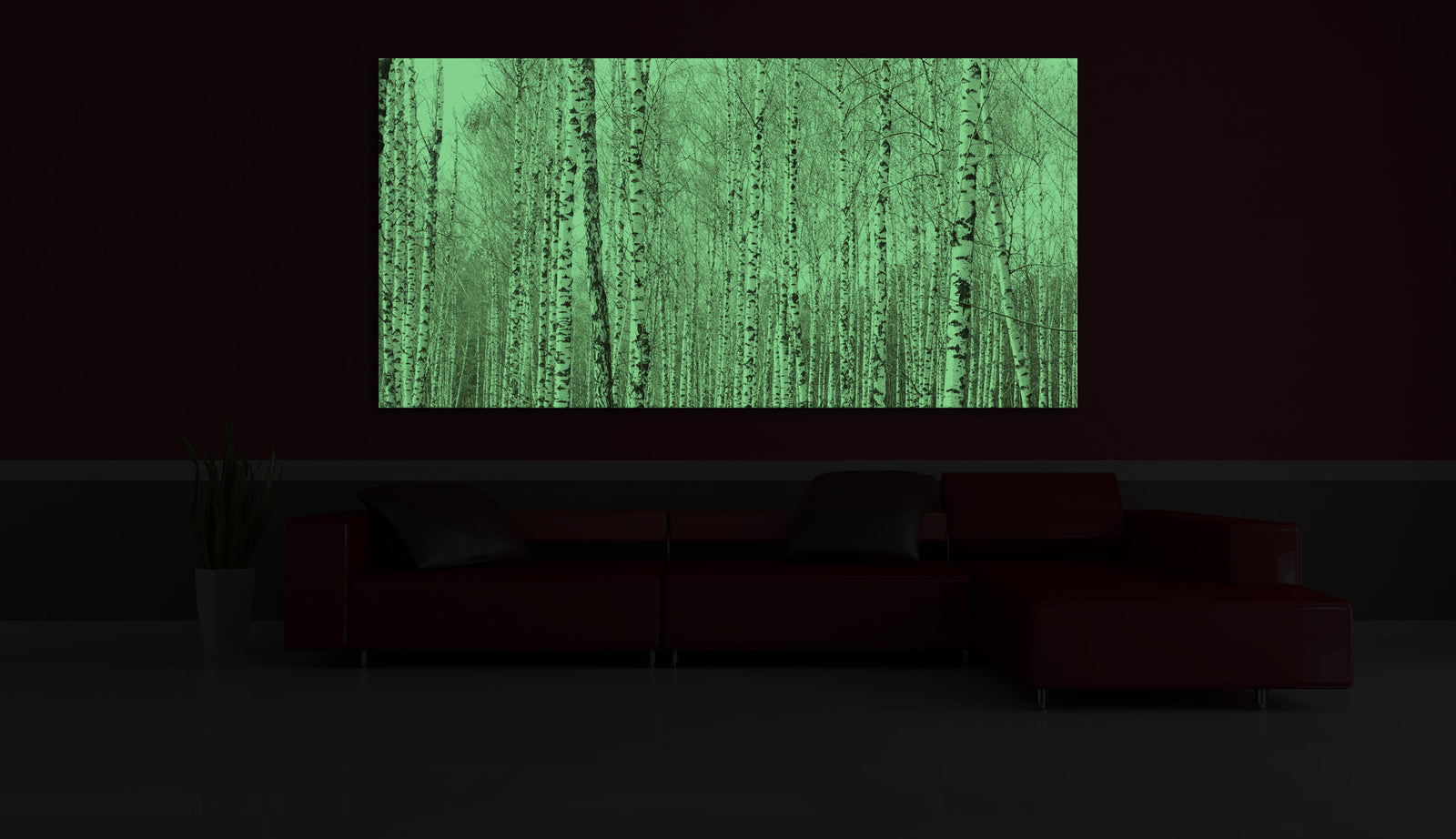 Landscapes No. 122, glowing in a room at night