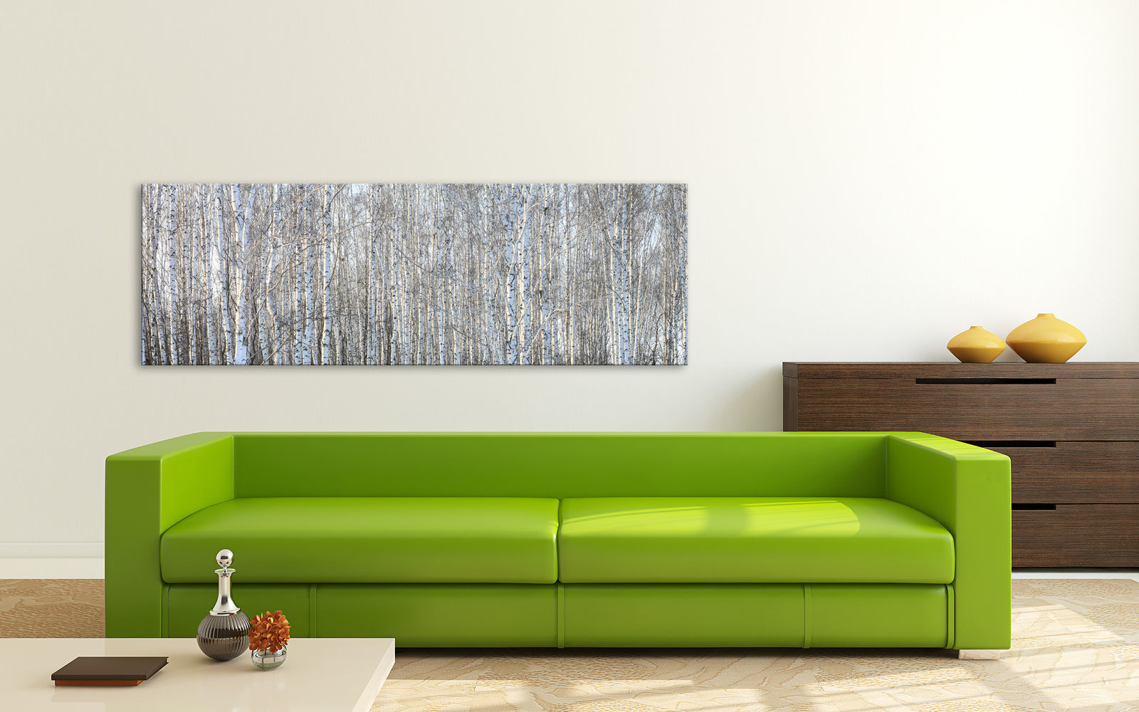 Landscapes No. 123, shown framed in a room by day