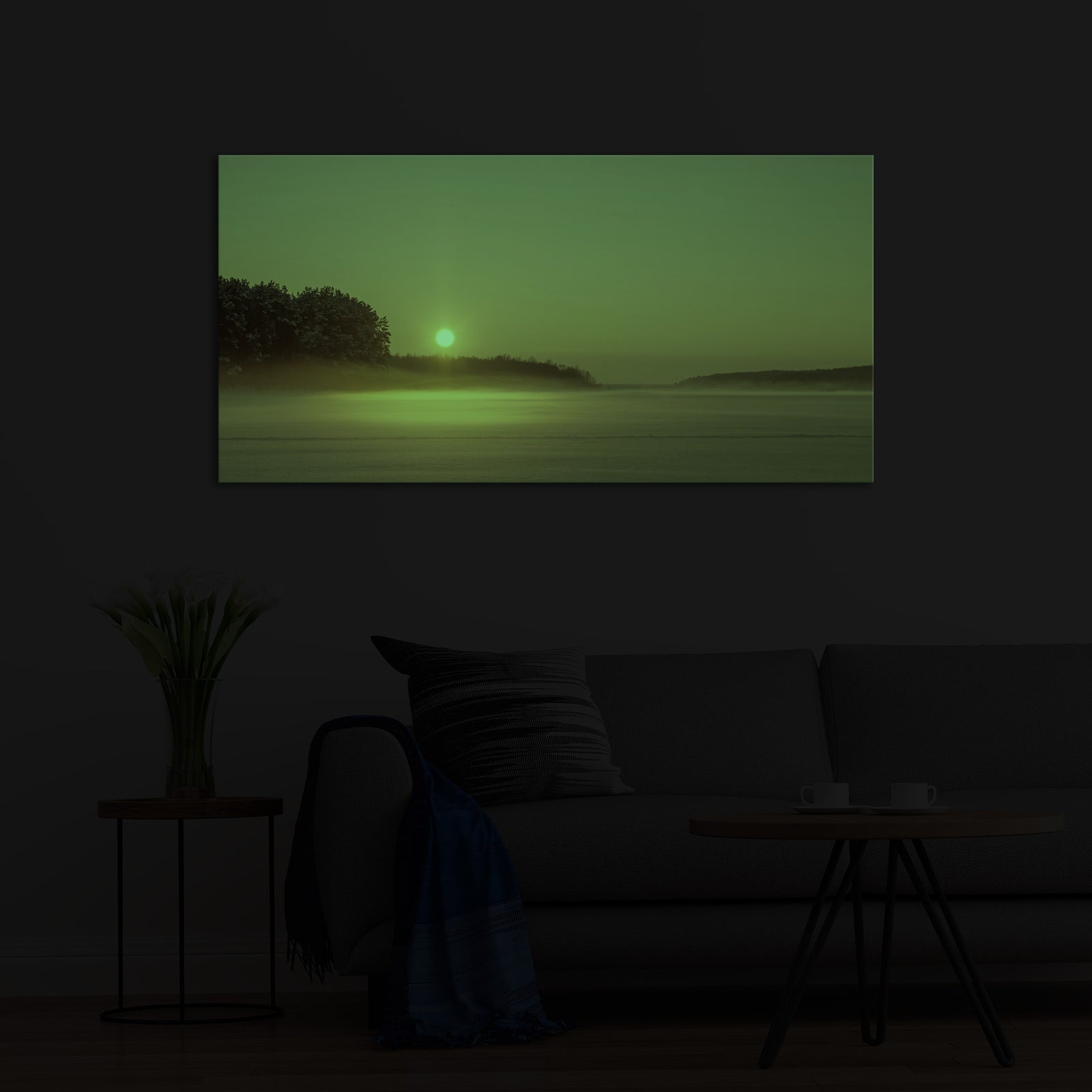 Landscapes No. 124, glowing in a room at night