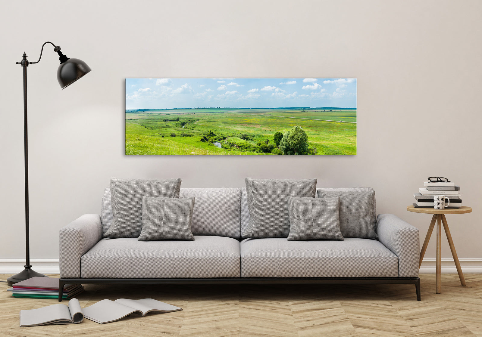 Landscapes No. 125, shown framed in a room by day