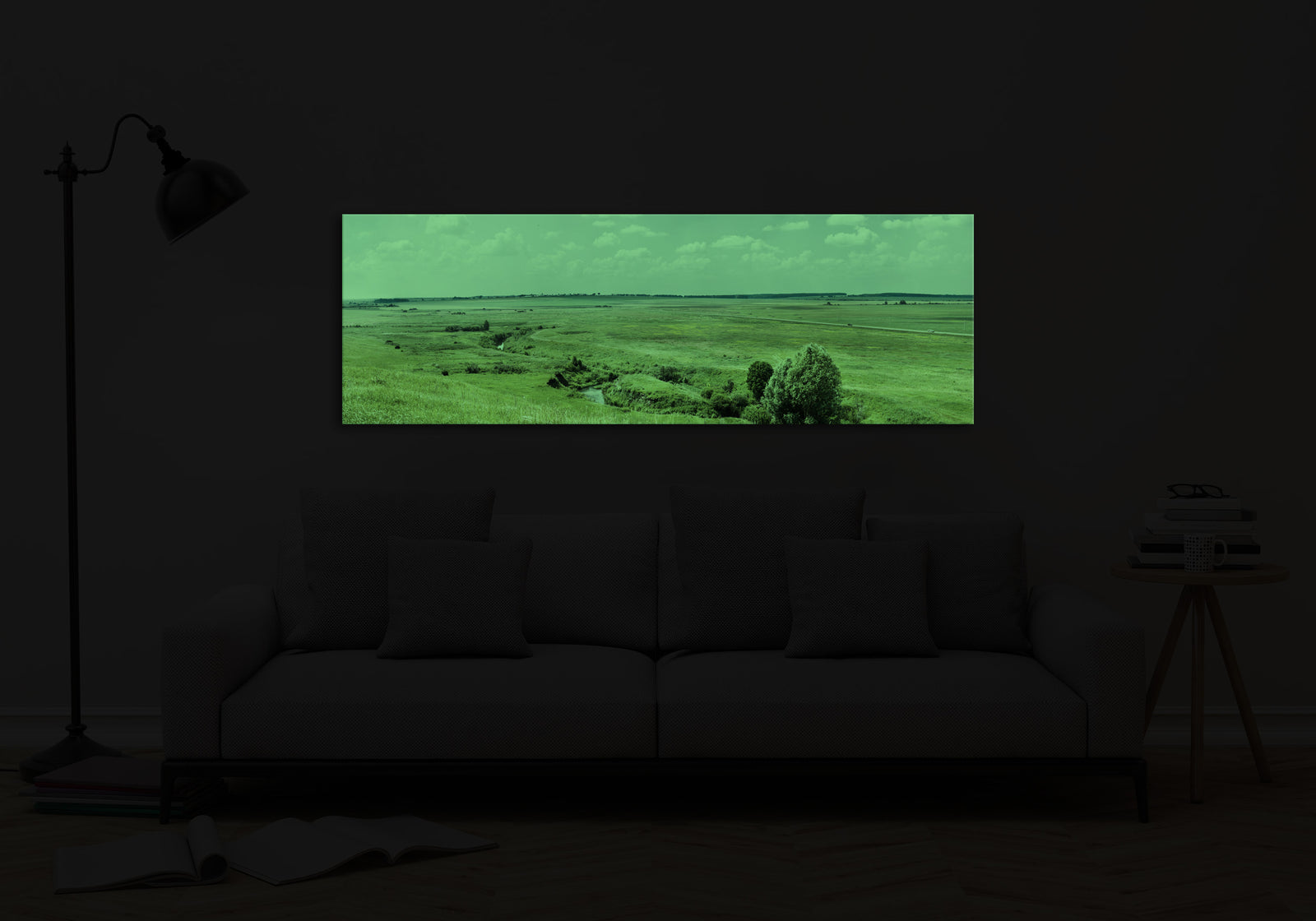 Landscapes No. 125, glowing in a room at night