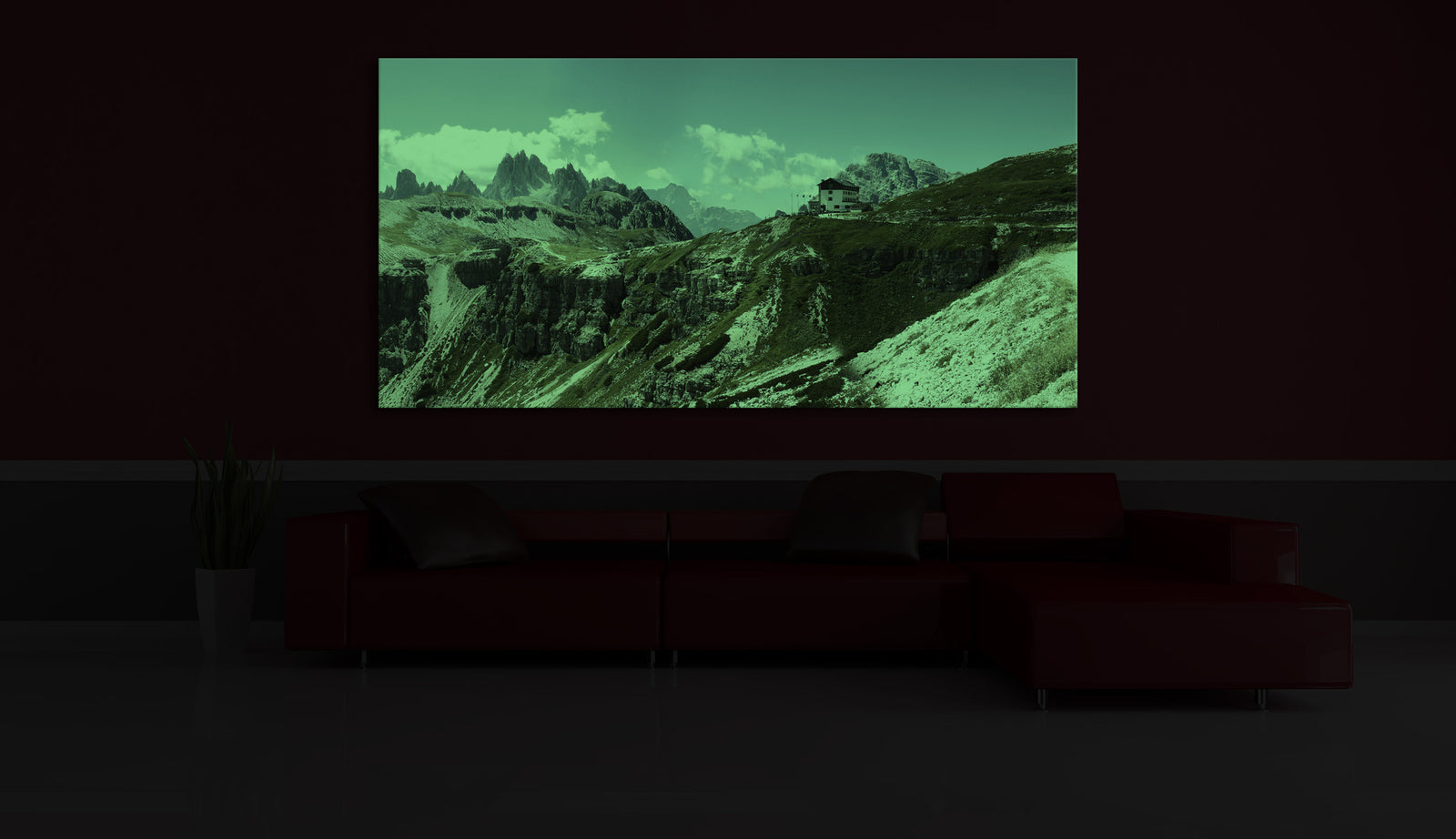Landscapes No. 127, glowing in a room at night