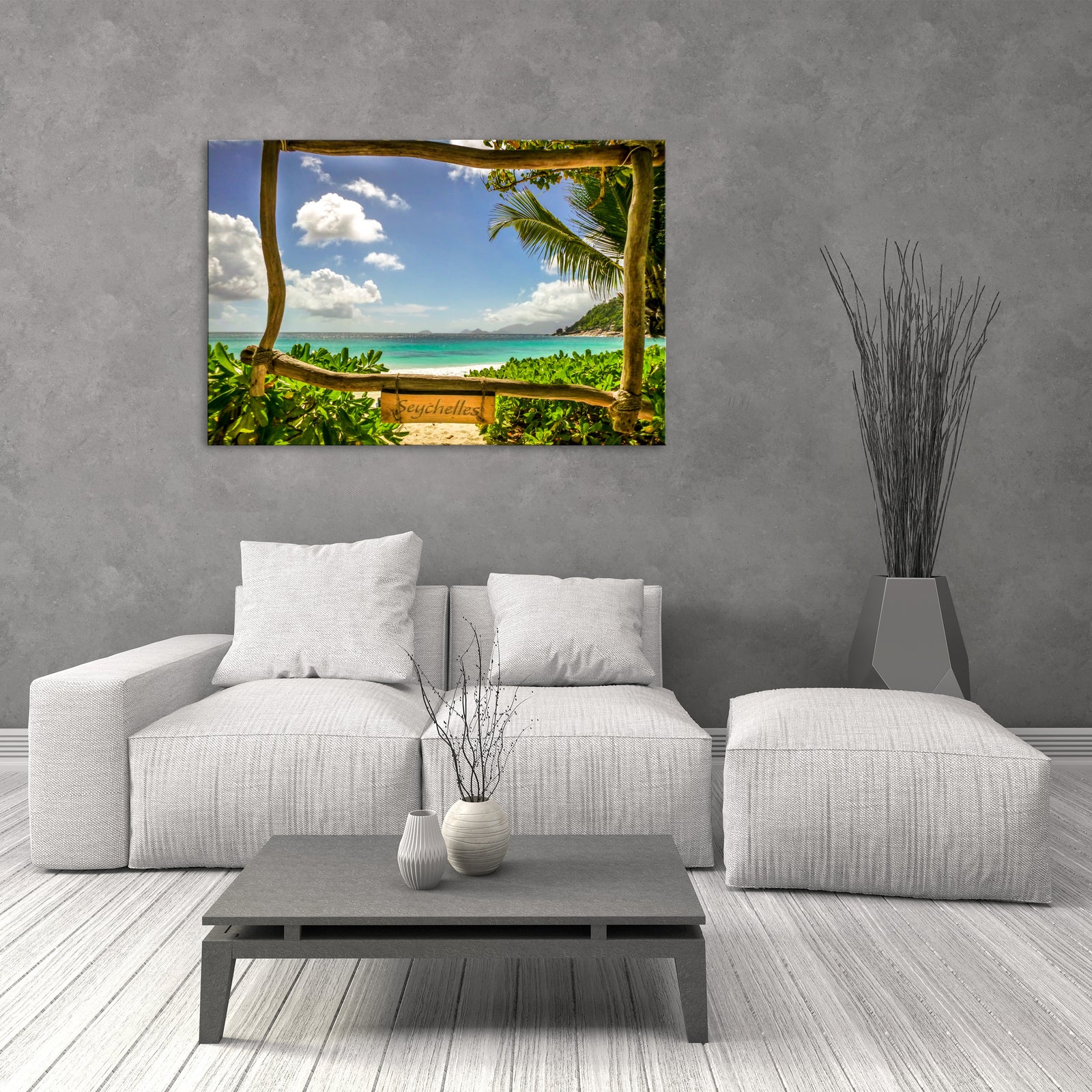 Landscapes No. 130, shown framed in a room by day