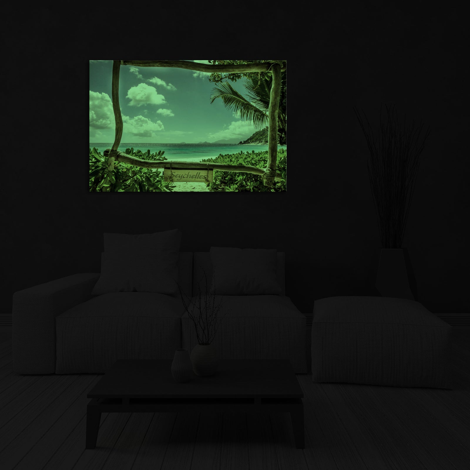 Landscapes No. 130, glowing in a room at night