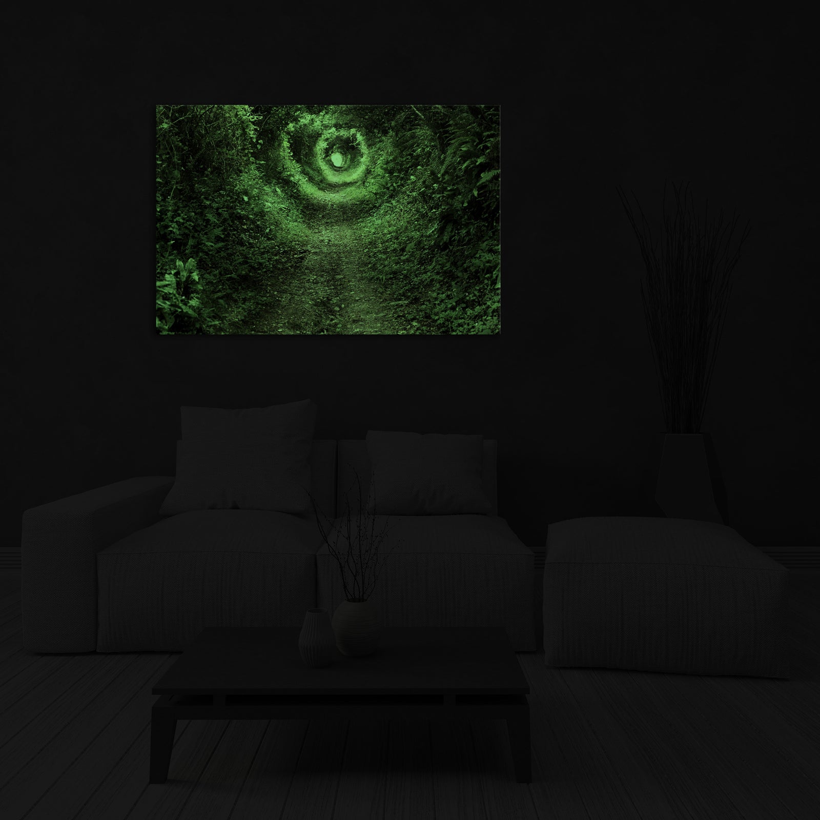 Landscapes No. 134, glowing in a room at night