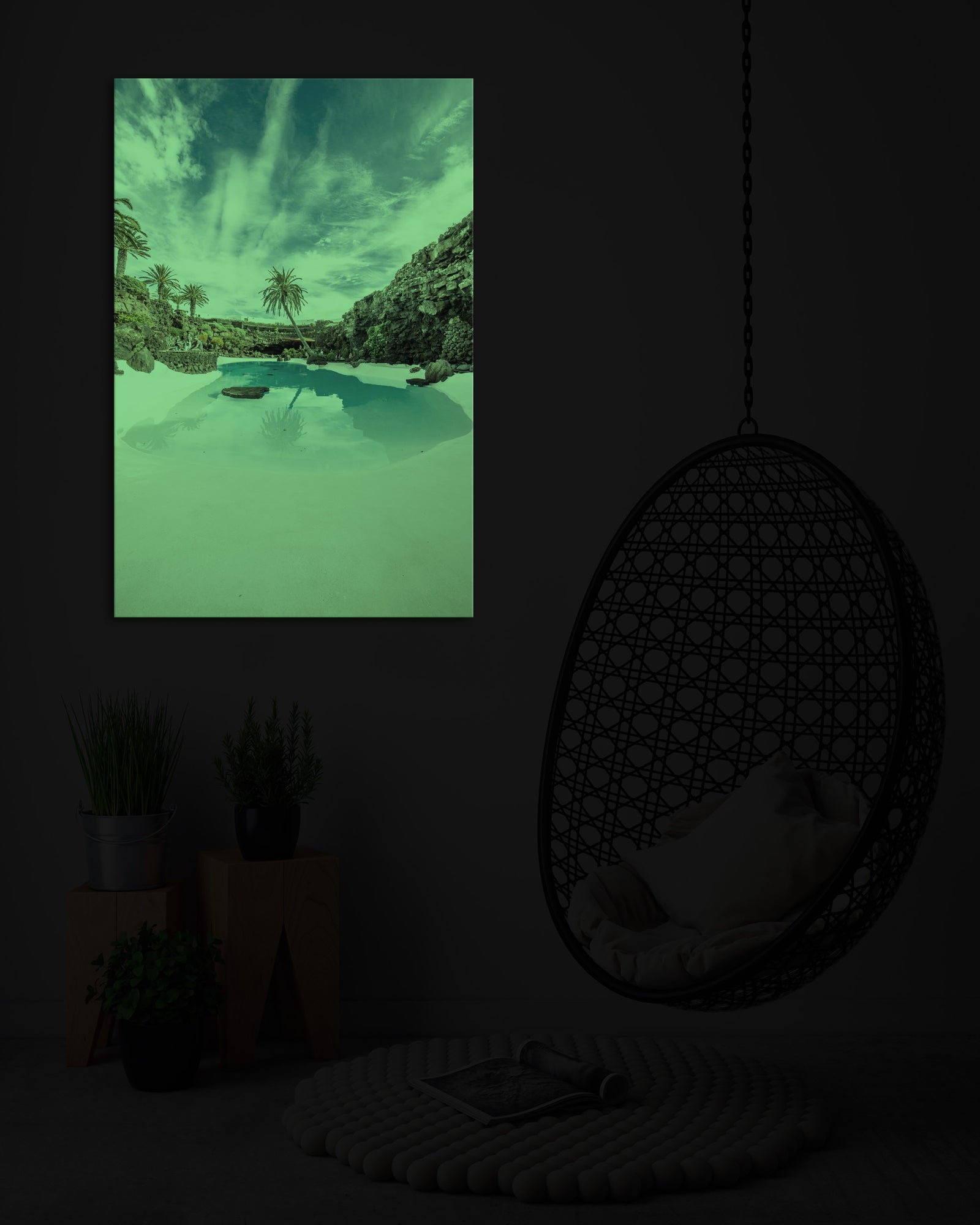 Landscapes No. 135, glowing in a room at night