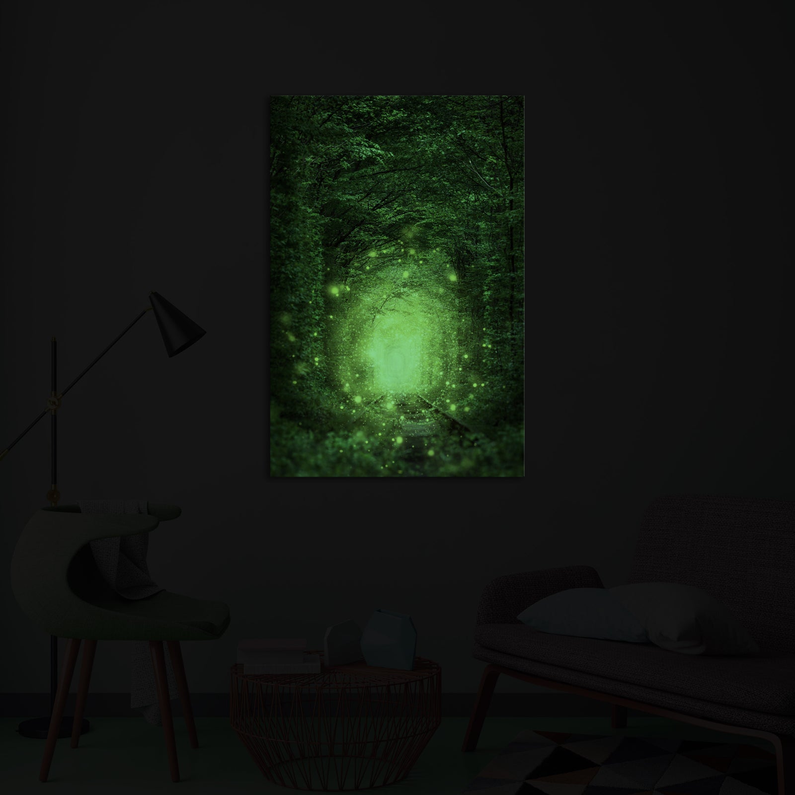 Landscapes No. 136, glowing in a room at night