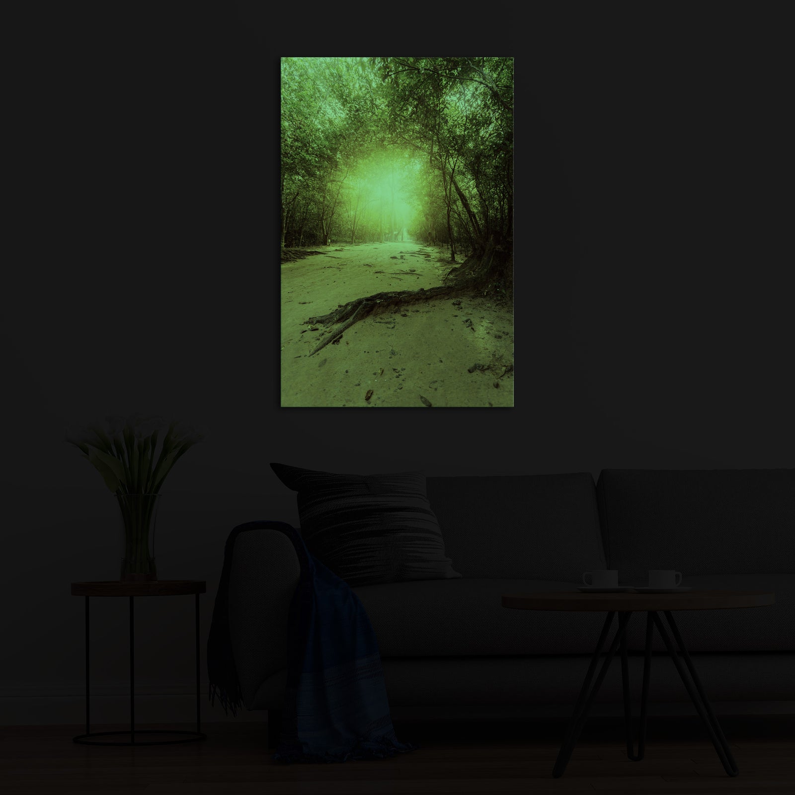 Landscapes No. 138, glowing in a room at night