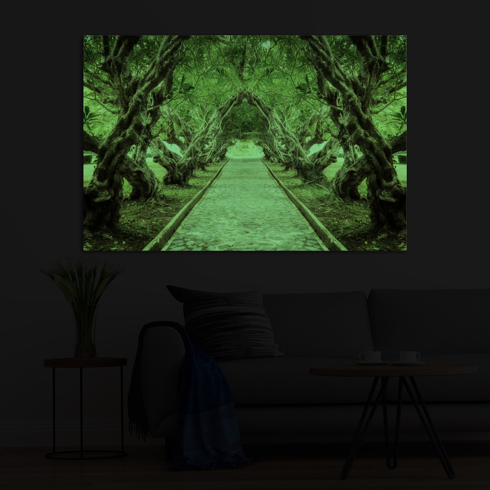 Landscapes No. 140, glowing in a room at night