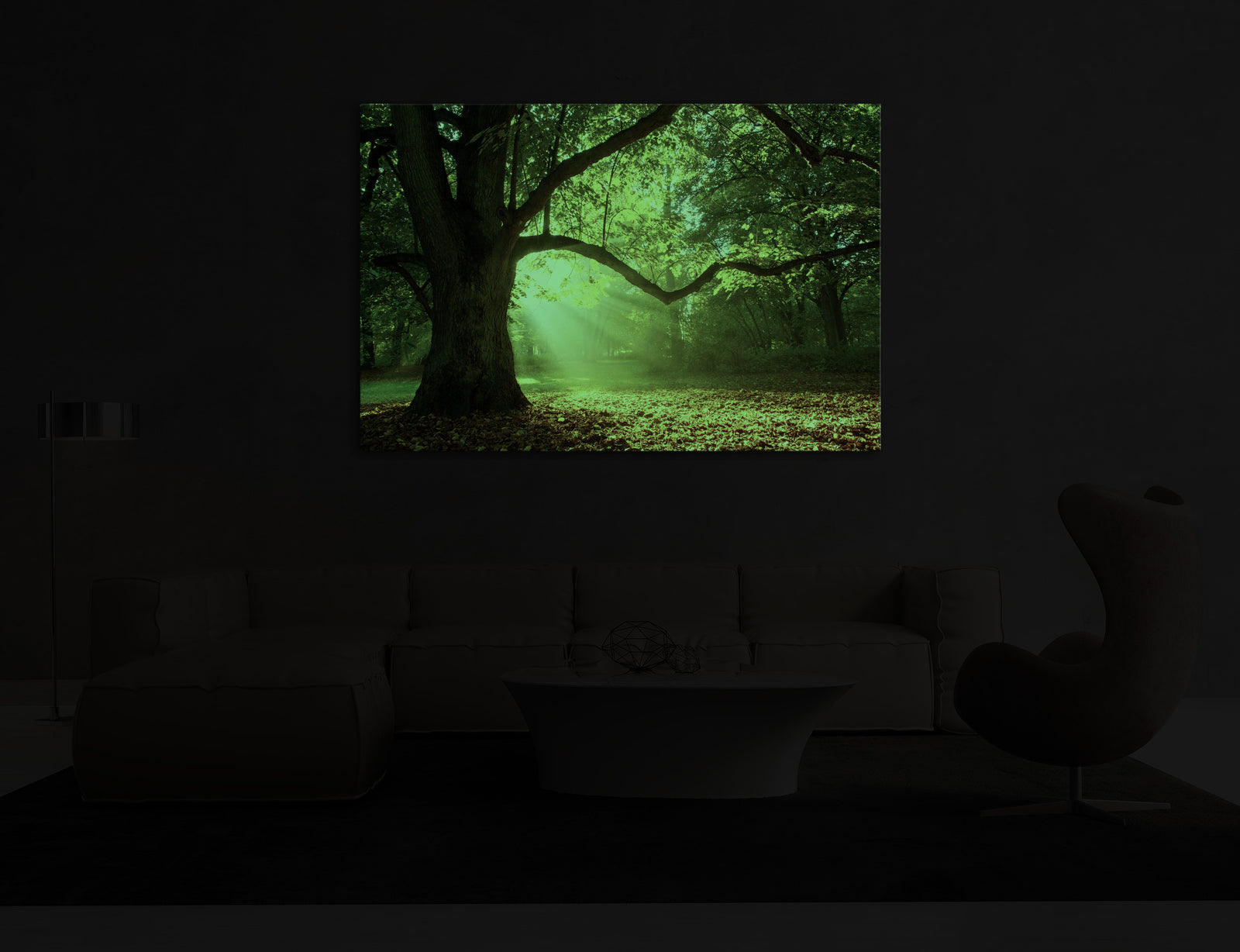 Landscapes No. 141, glowing in a room at night