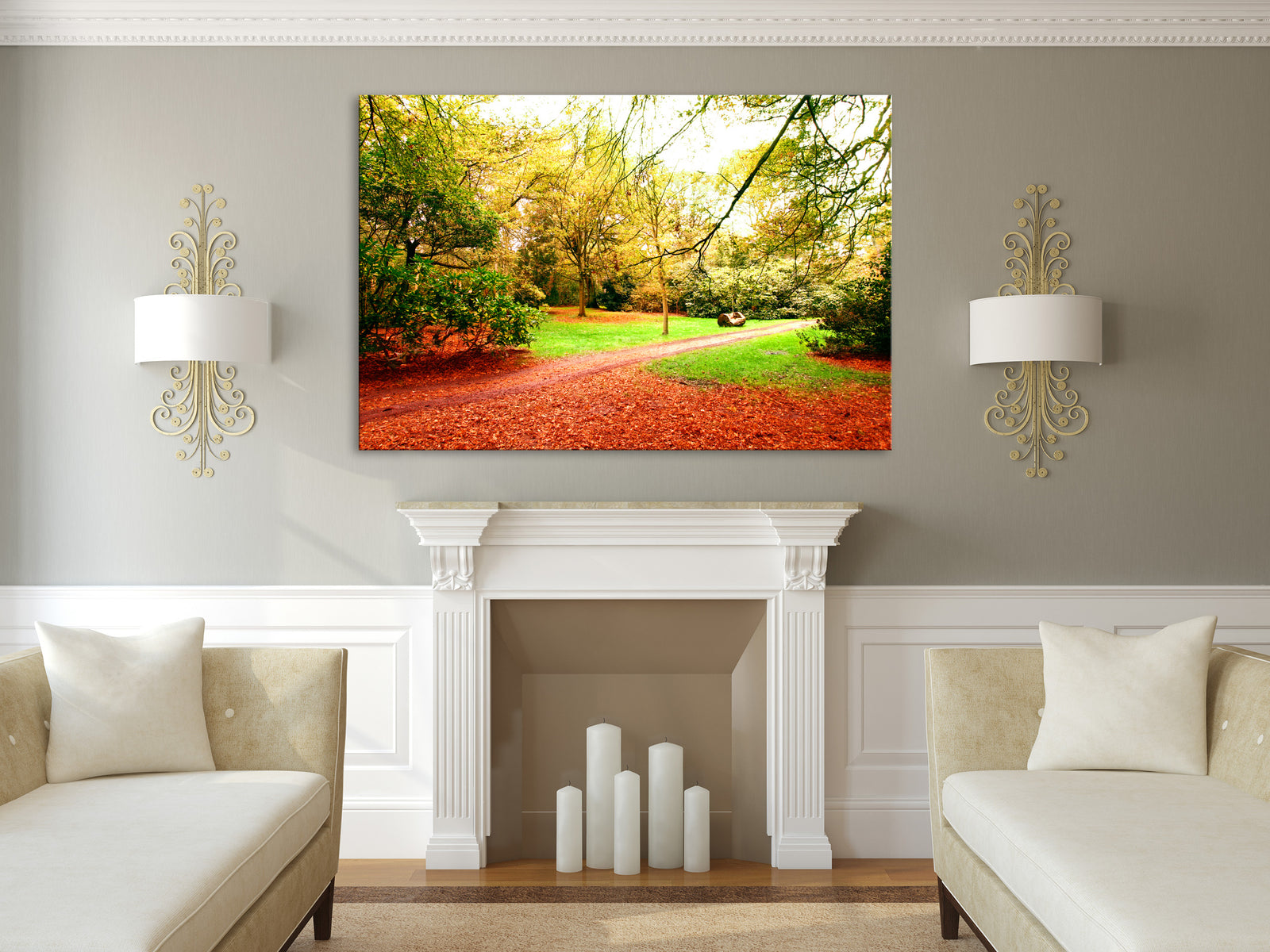 Landscapes No. 142, shown framed in a room by day