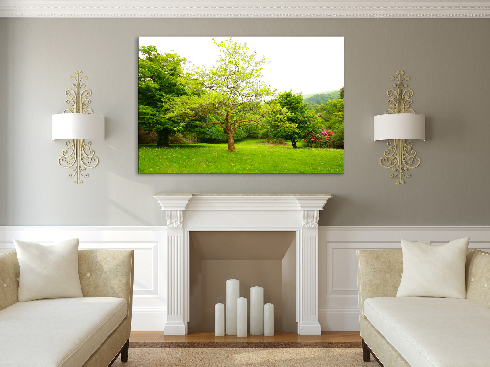 Landscapes No. 144, shown framed in a room by day