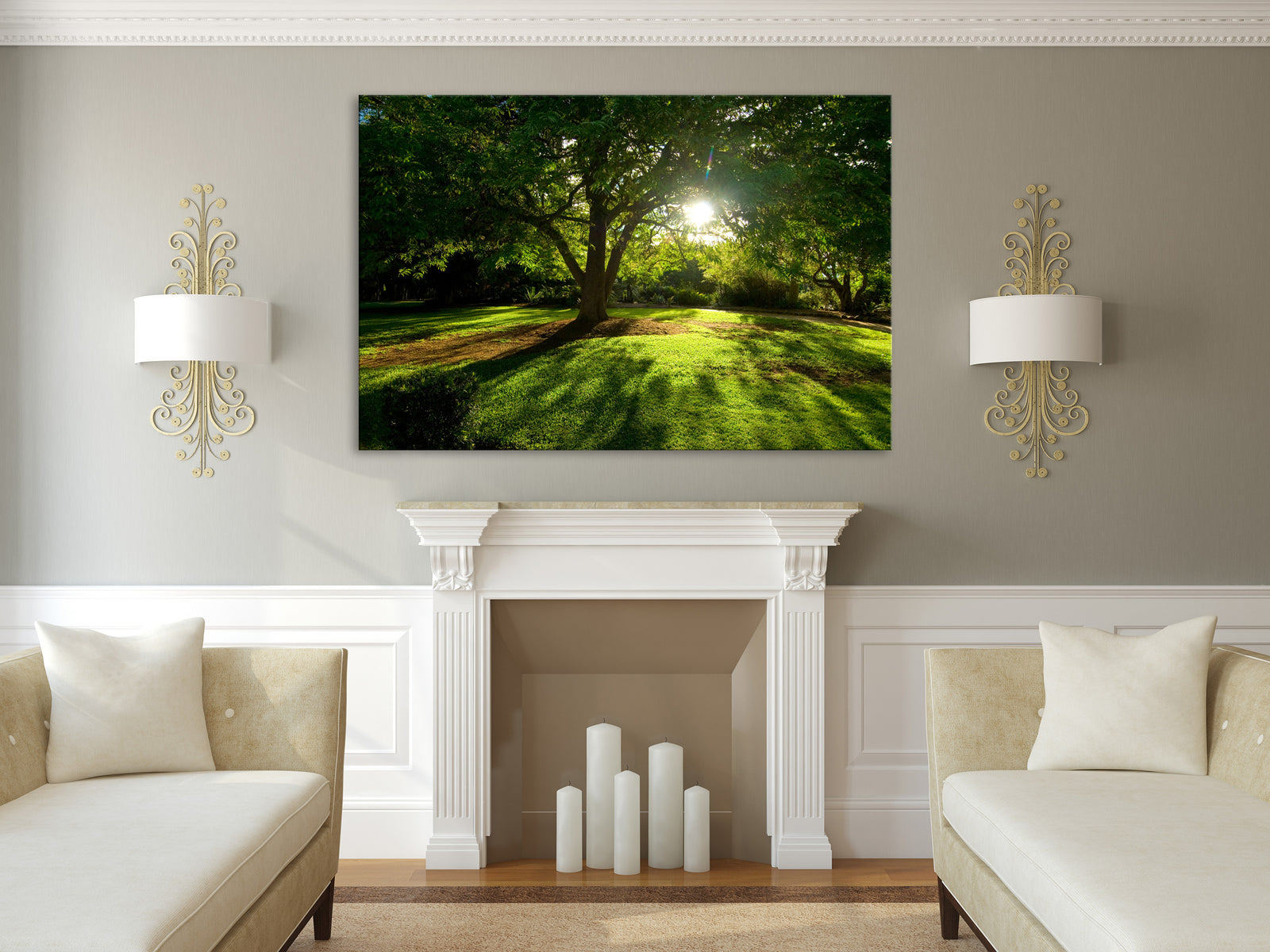 Landscapes No. 145, shown framed in a room by day