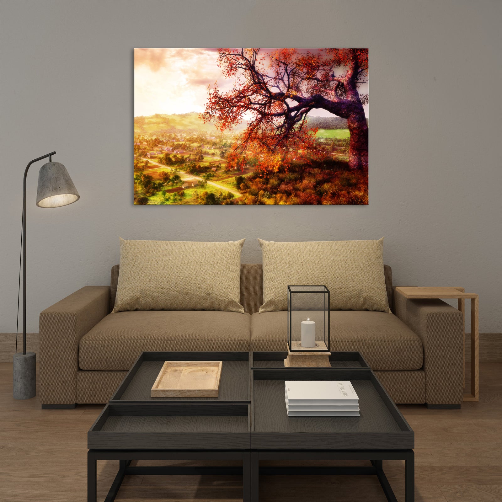 Landscapes No. 146, shown framed in a room by day