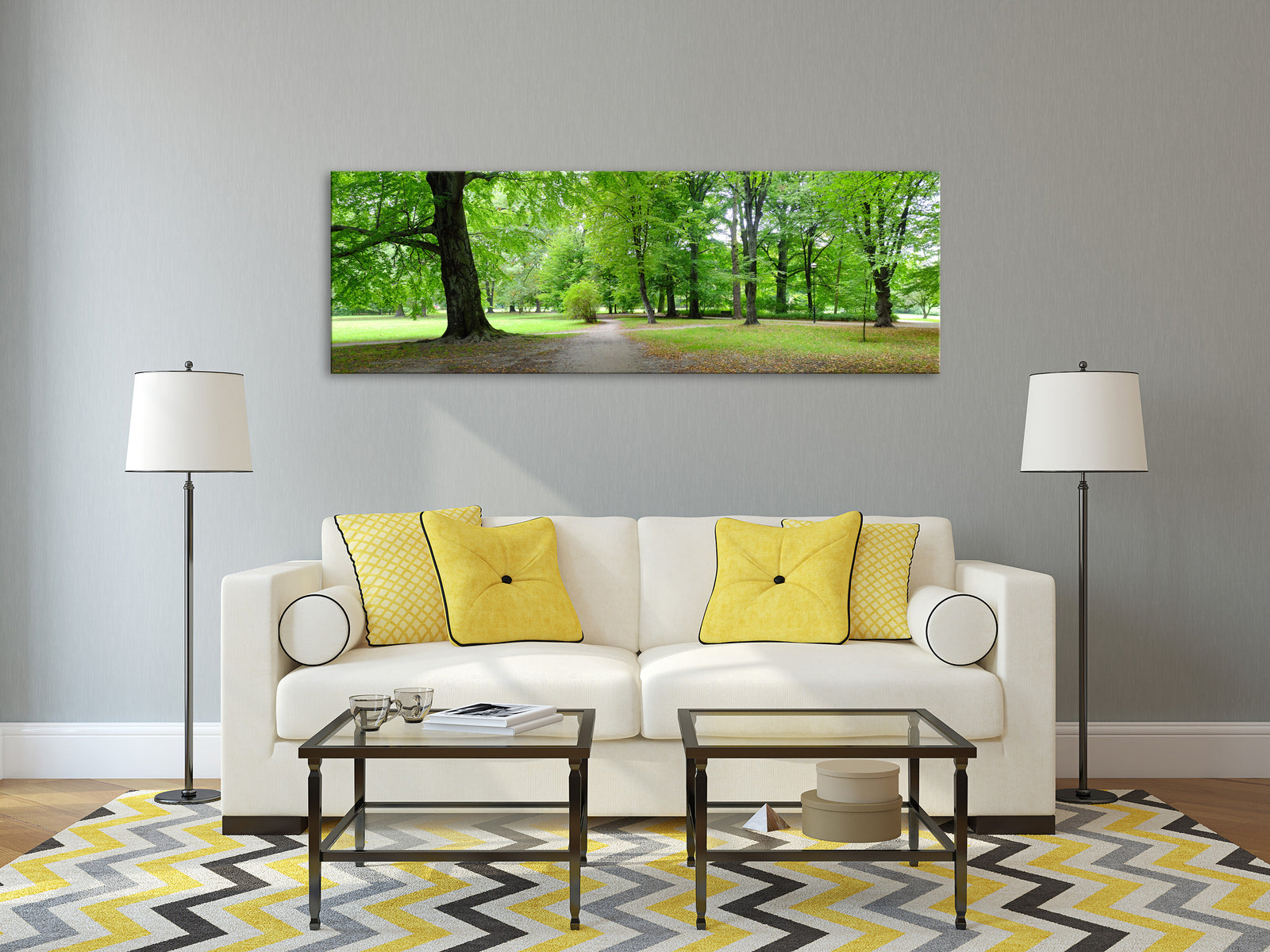 Landscapes No. 147, shown framed in a room by day