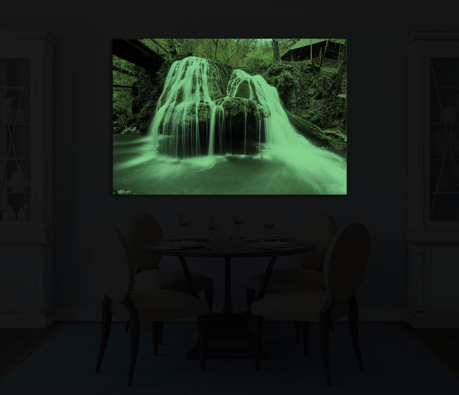 Landscapes No. 148, glowing in a room at night