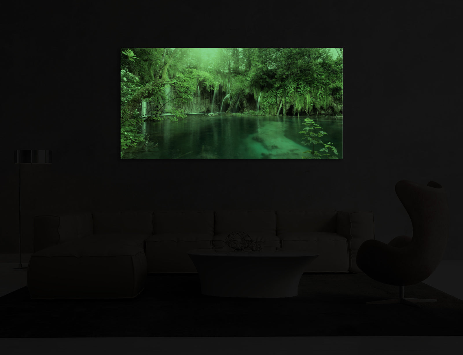 Landscapes No. 149, glowing in a room at night