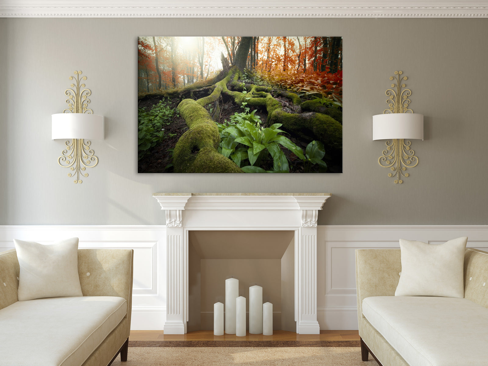 Landscapes No. 150, shown framed in a room by day