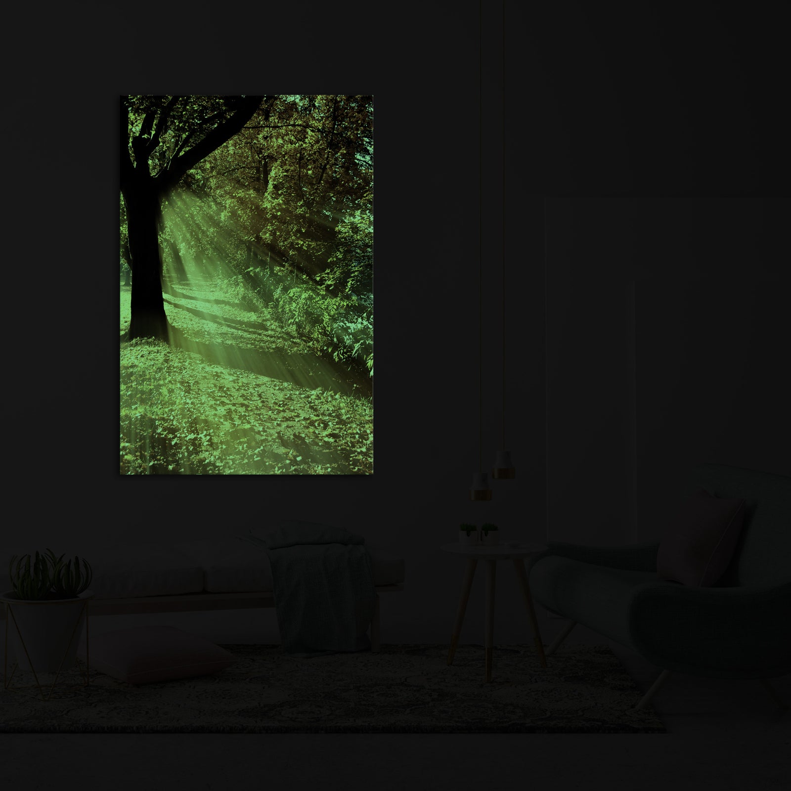 Landscapes No. 151, glowing in a room at night