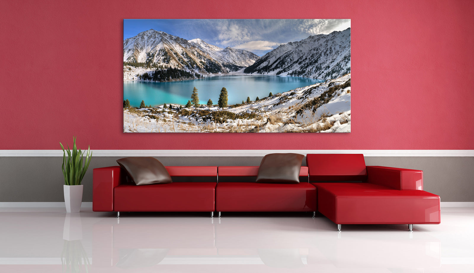Landscapes No. 154, shown framed in a room by day