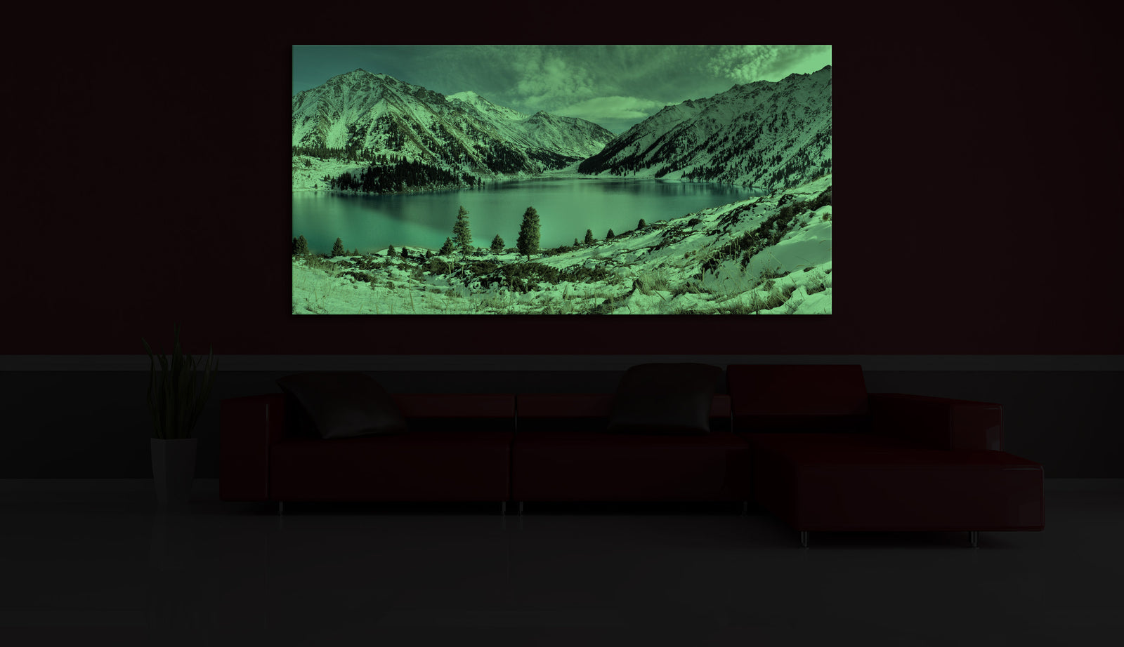 Landscapes No. 154, glowing in a room at night
