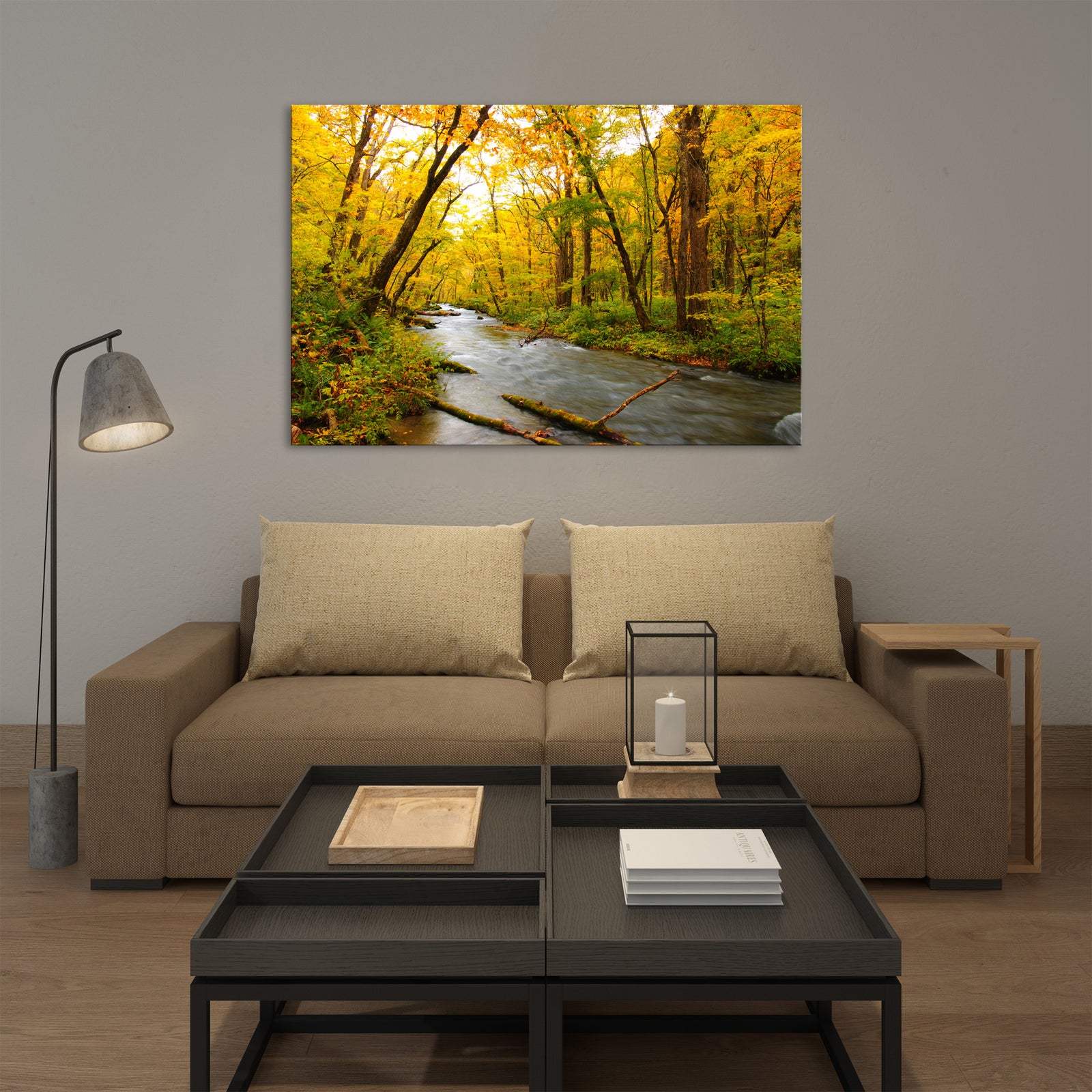 Landscapes No. 155, shown framed in a room by day