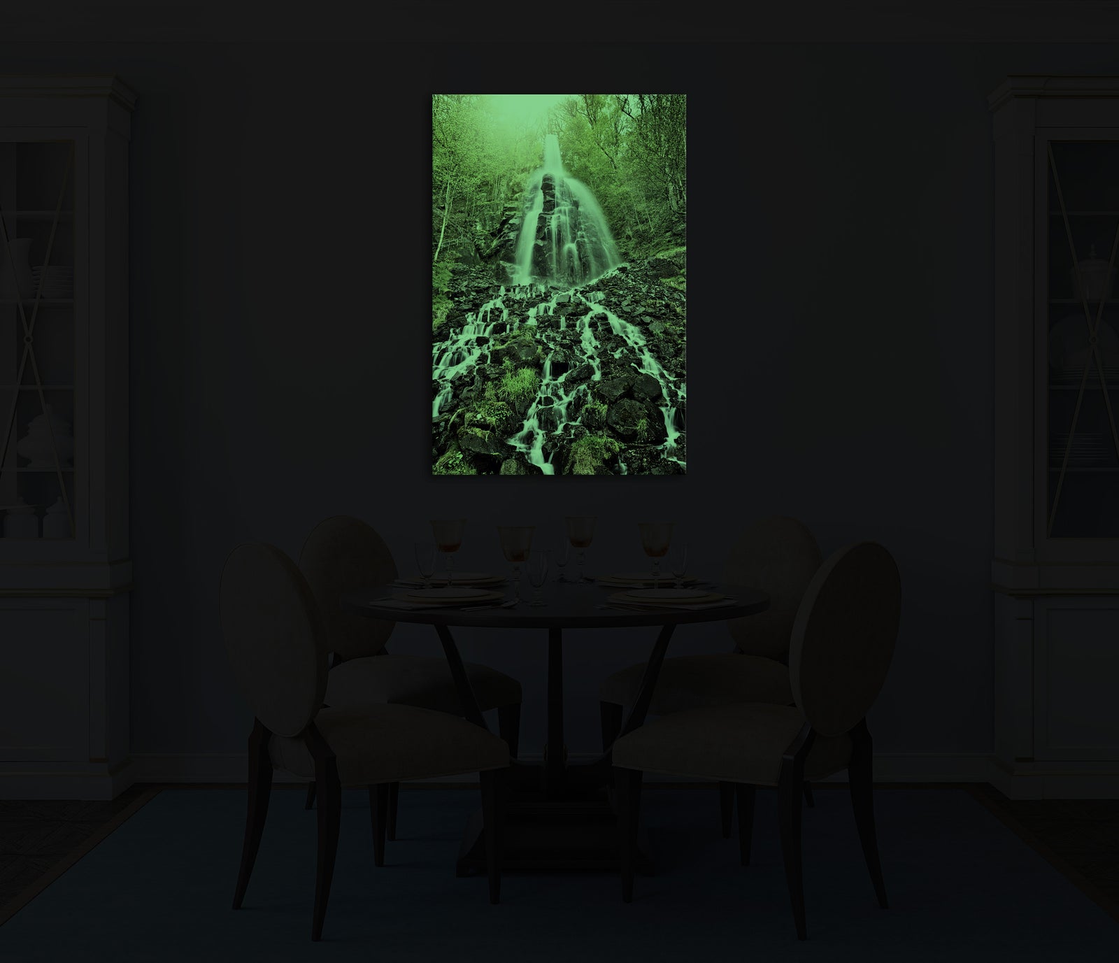 Landscapes No. 156, glowing in a room at night