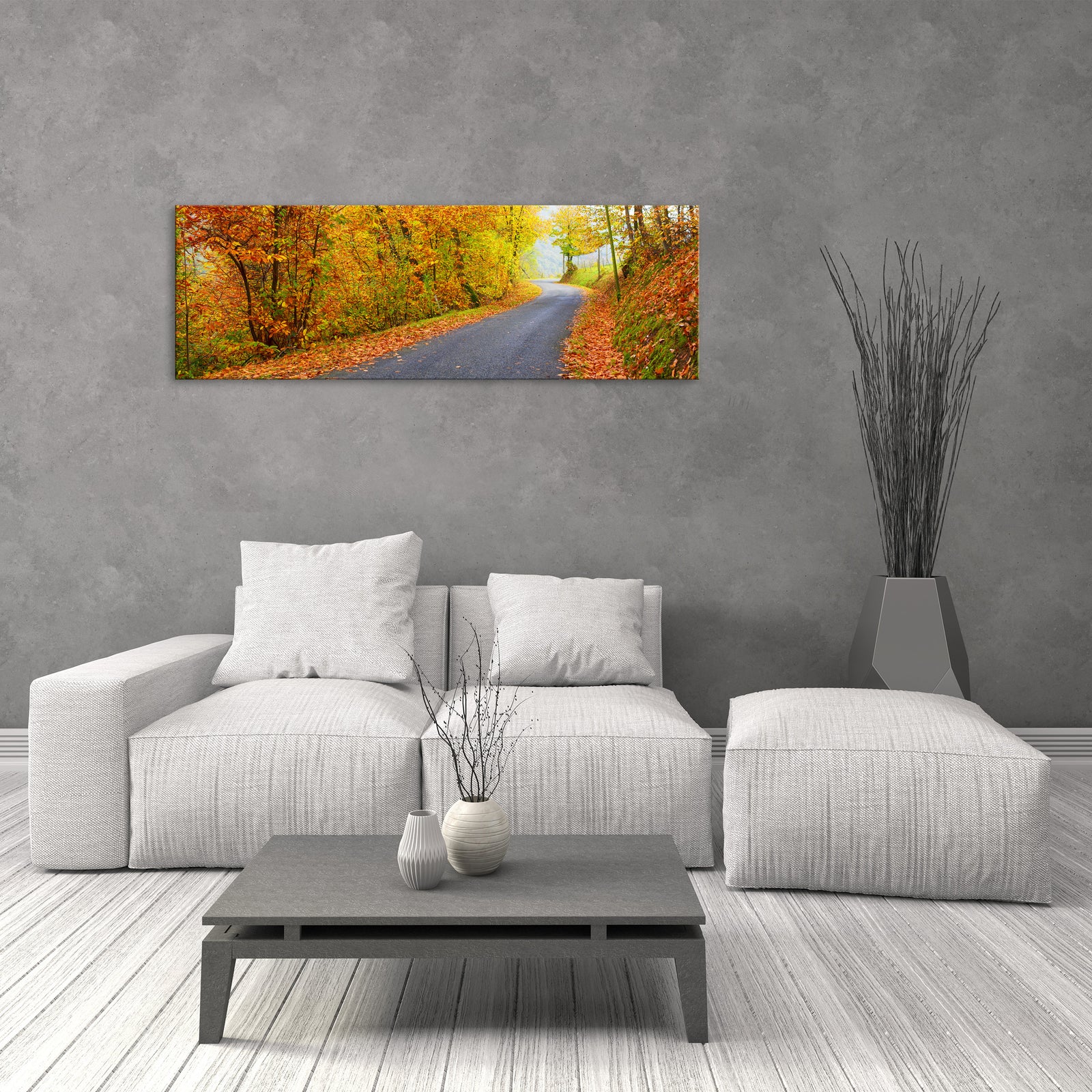 Landscapes No. 157, shown framed in a room by day