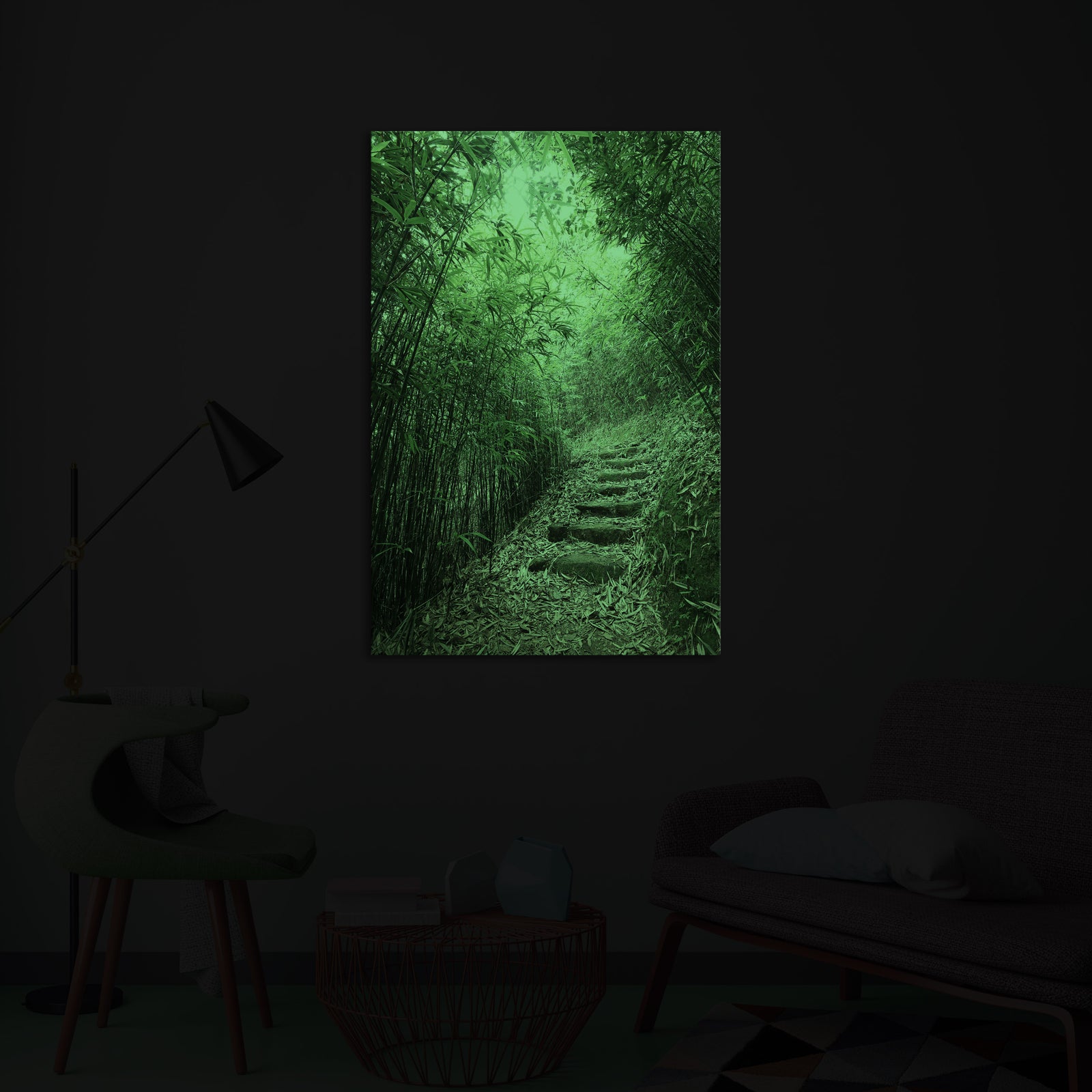 Landscapes No. 159, glowing in a room at night