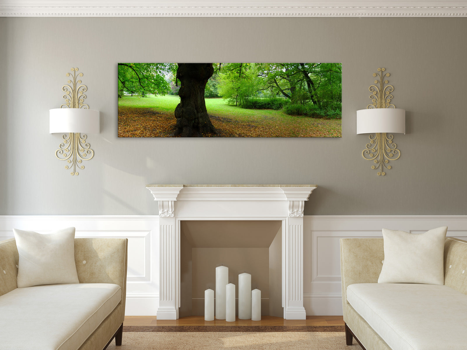 Landscapes No. 160, shown framed in a room by day