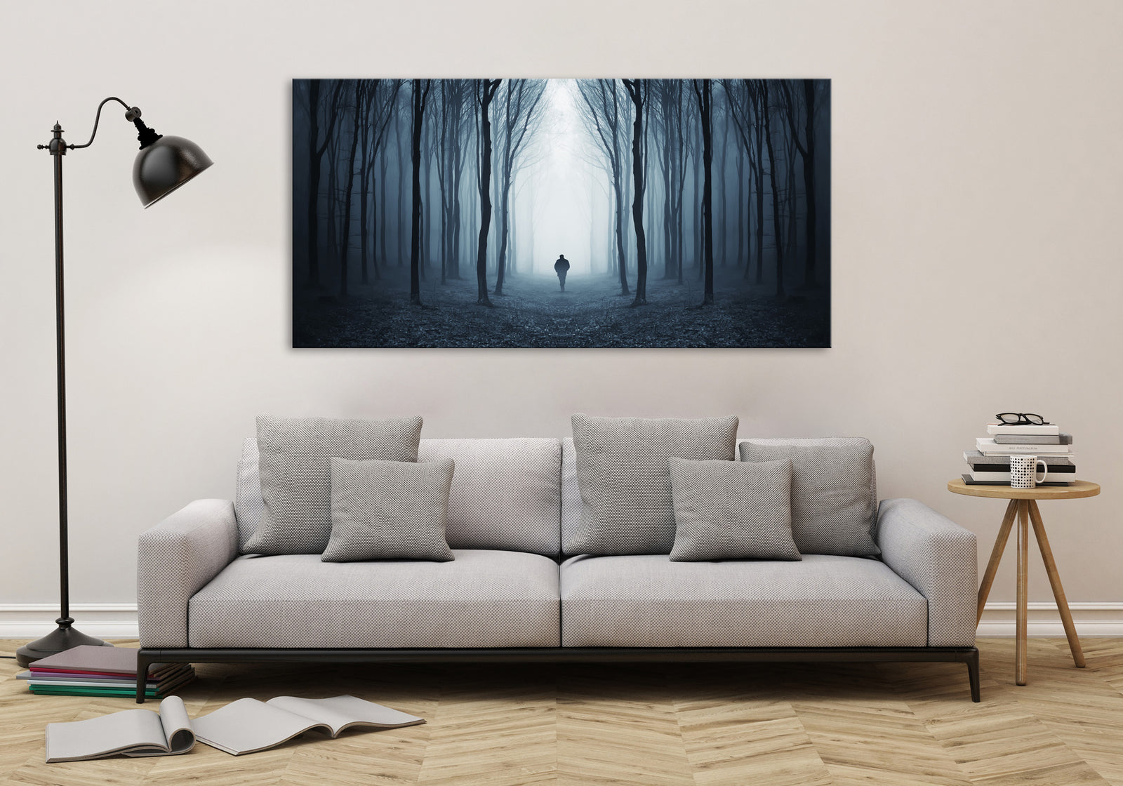 Landscapes No. 161, shown framed in a room by day