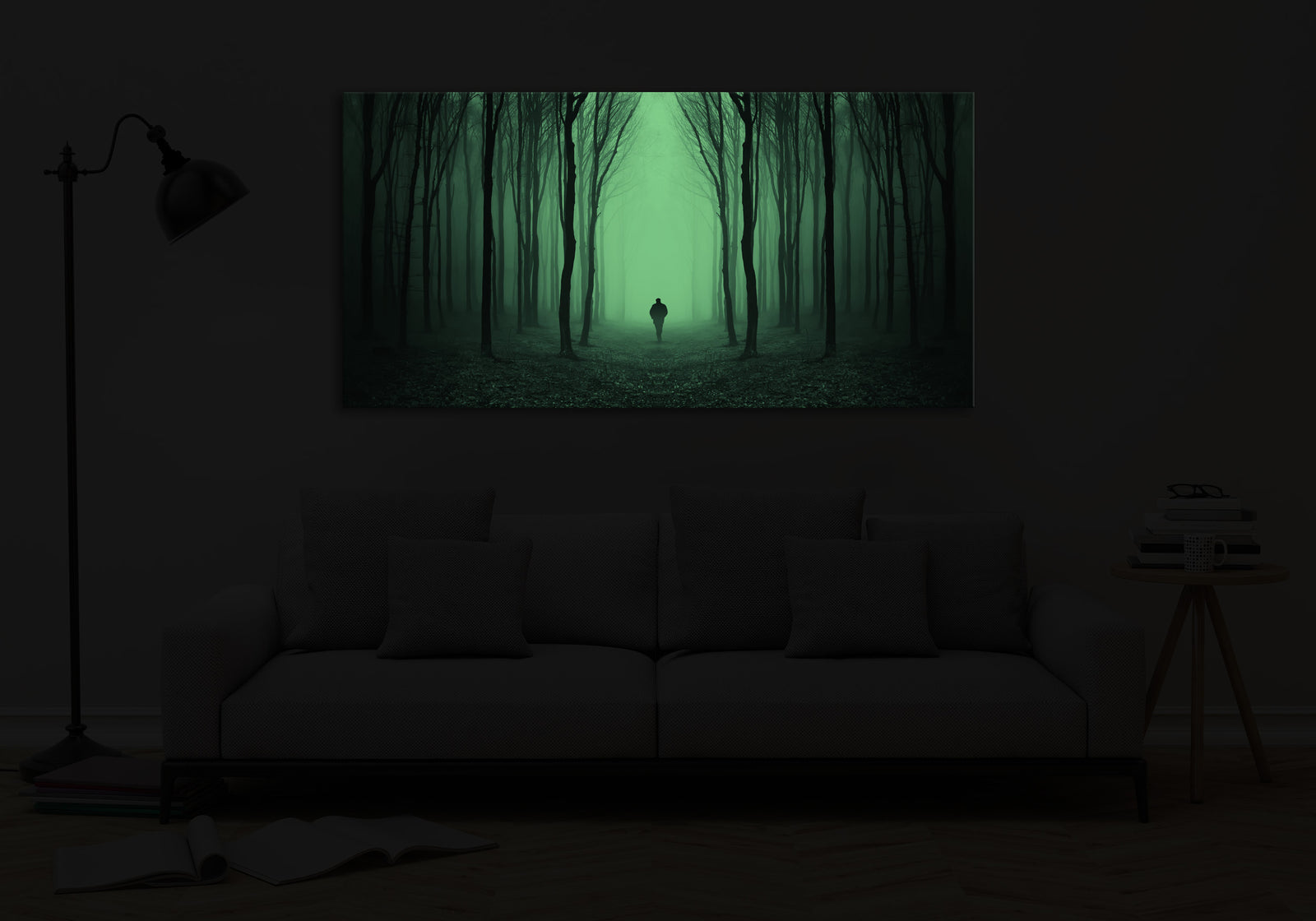Landscapes No. 161, glowing in a room at night